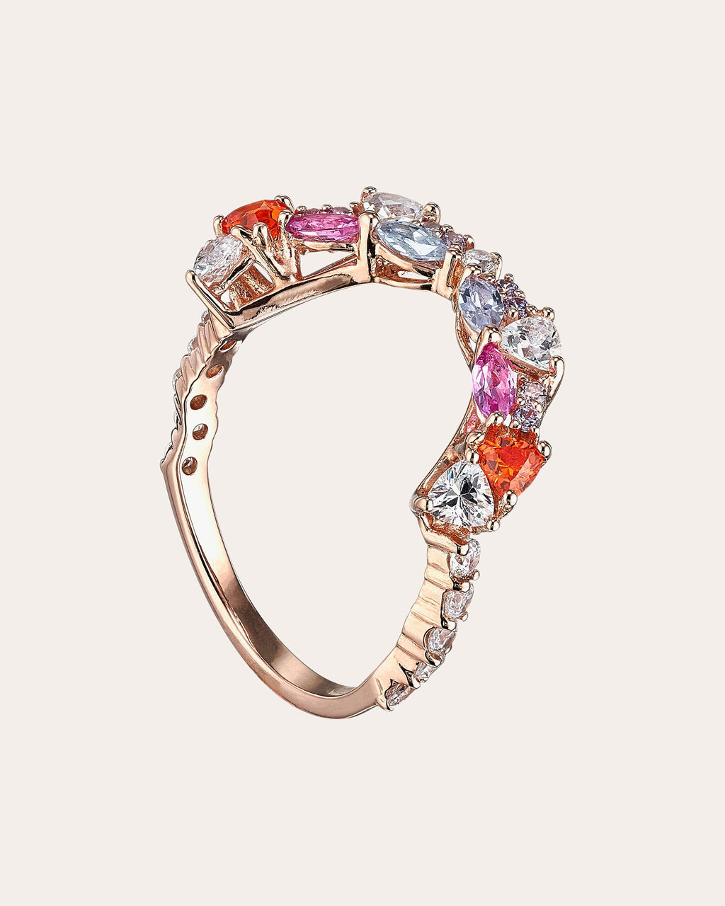 Coral Opal Ocean Ring Set