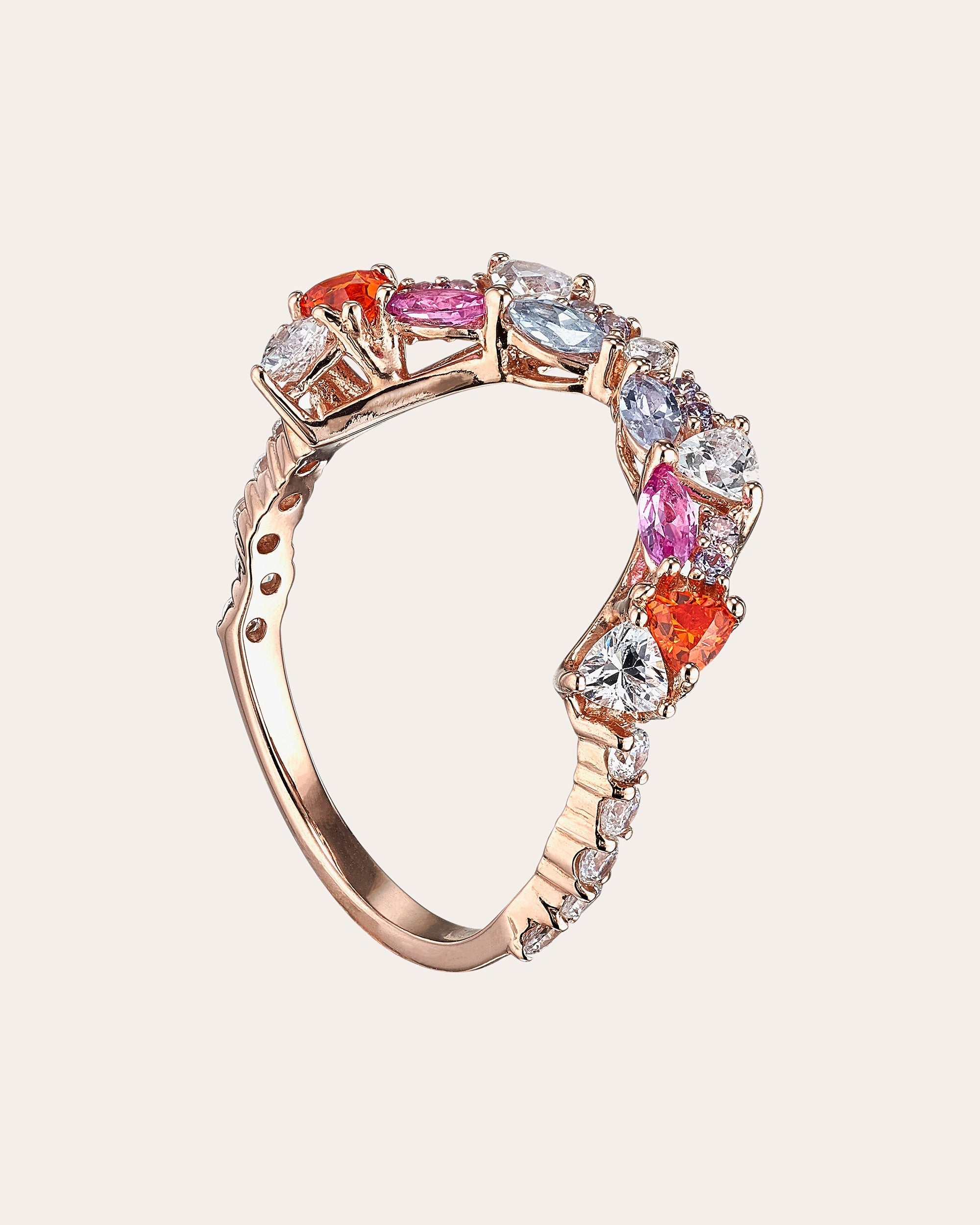 Coral Opal Ocean Ring Set