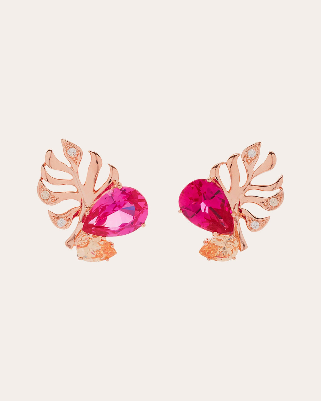 Fuchsia Palm Stud Earrings