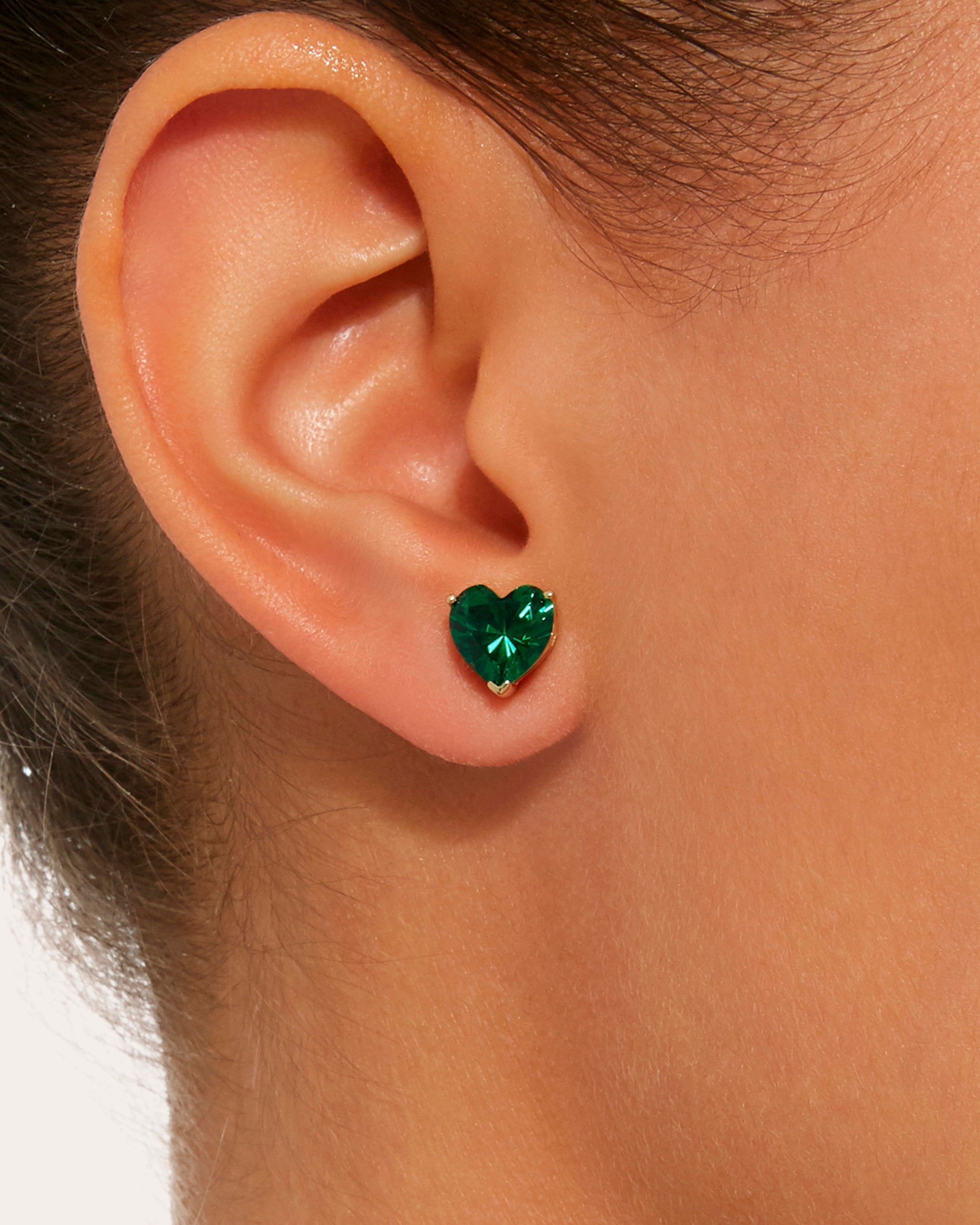 Love & Tears 18K Gold Vermeil Lab-Grown Emerald and Sapphire Asymmetric Stud Earrings