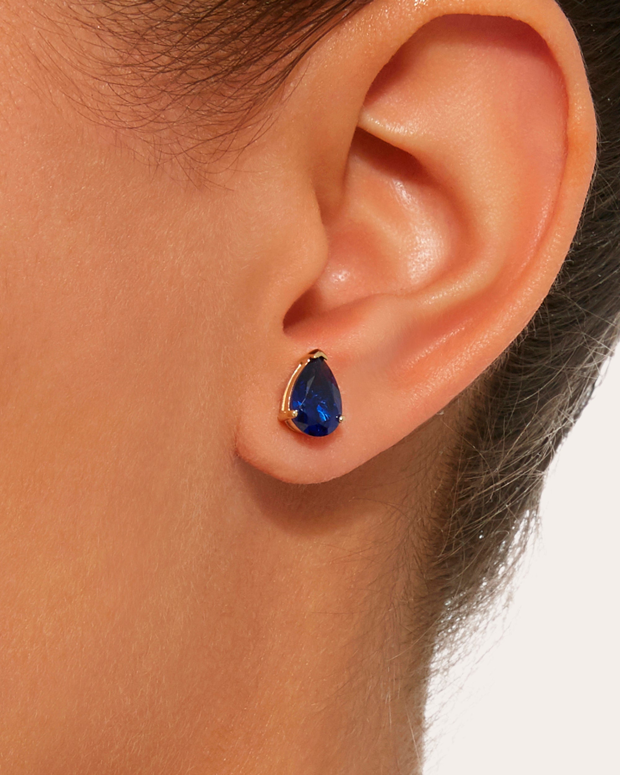 Love & Tears 18K Gold Vermeil Lab-Grown Emerald and Sapphire Asymmetric Stud Earrings