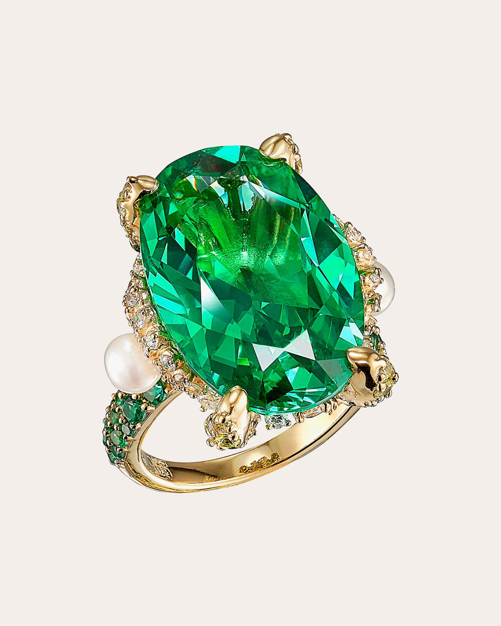 Mermaid 18K Gold Vermeil Pearl and Lab-Grown Multi-Stone Ring
