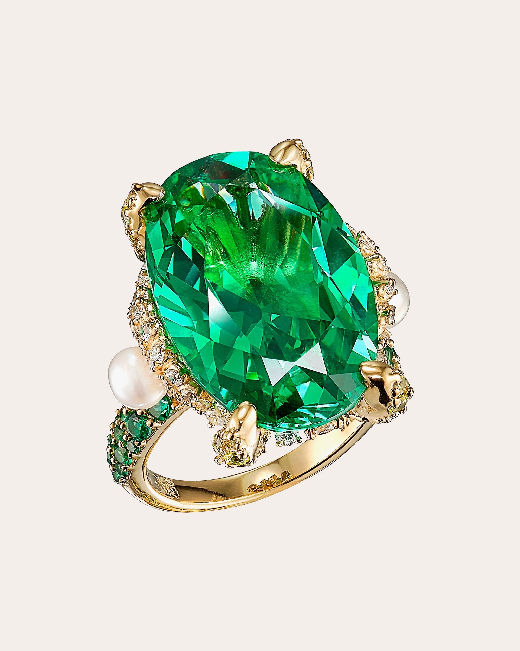 Mermaid 18K Gold Vermeil Pearl and Lab-Grown Multi-Stone Ring