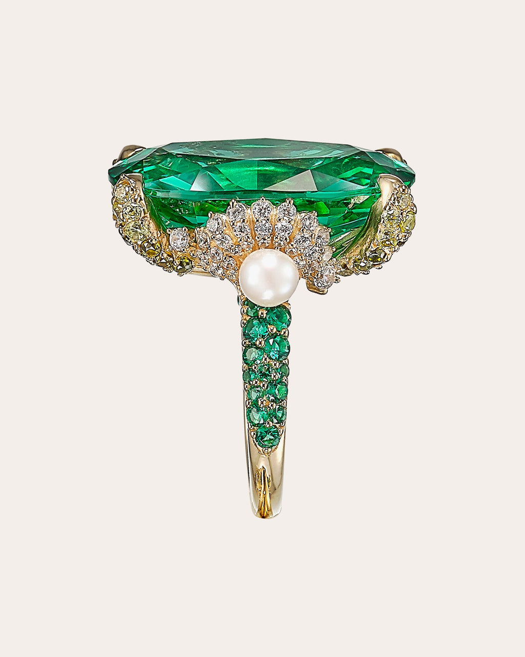 Mermaid 18K Gold Vermeil Pearl and Lab-Grown Multi-Stone Ring