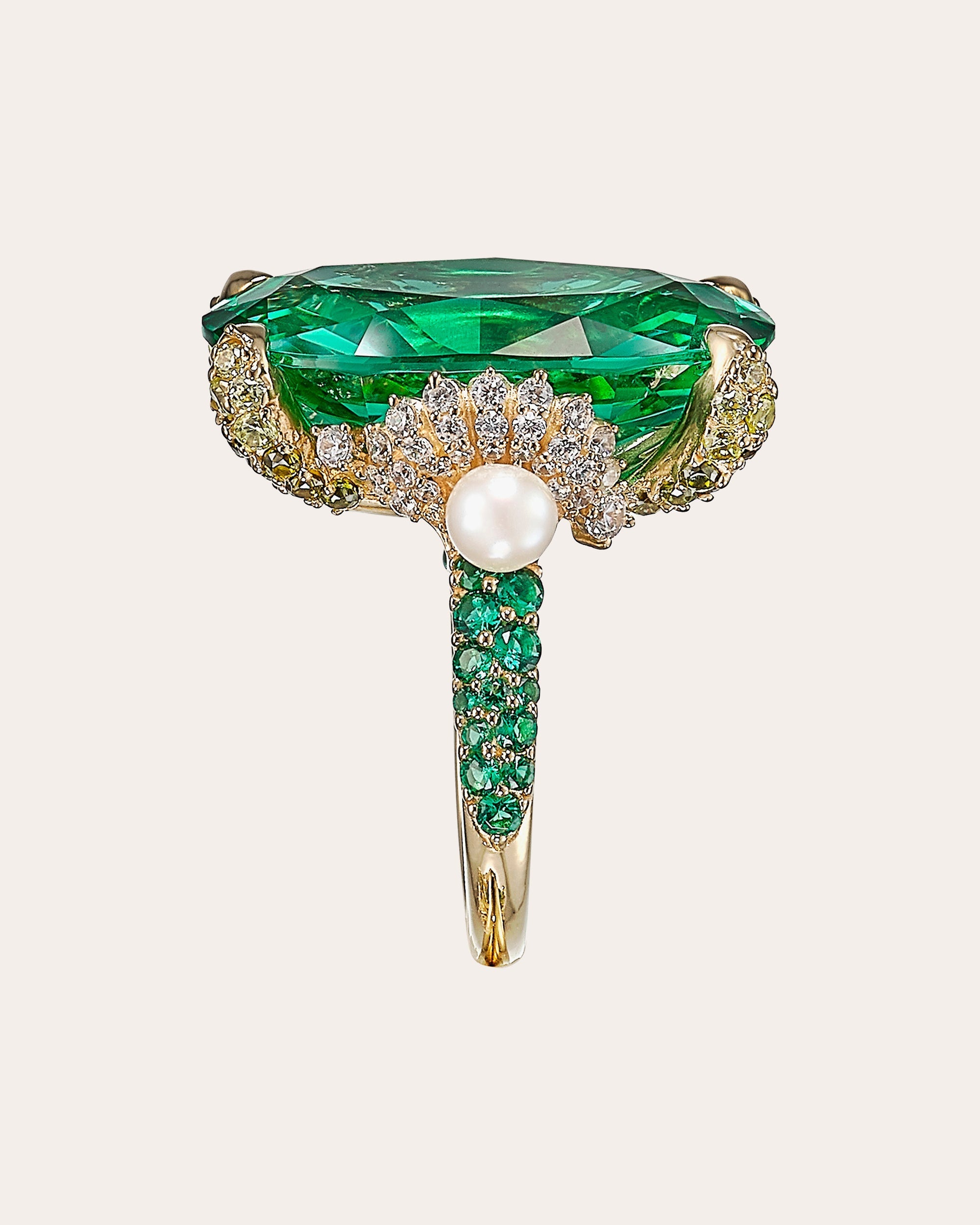 Mermaid 18K Gold Vermeil Pearl and Lab-Grown Multi-Stone Ring