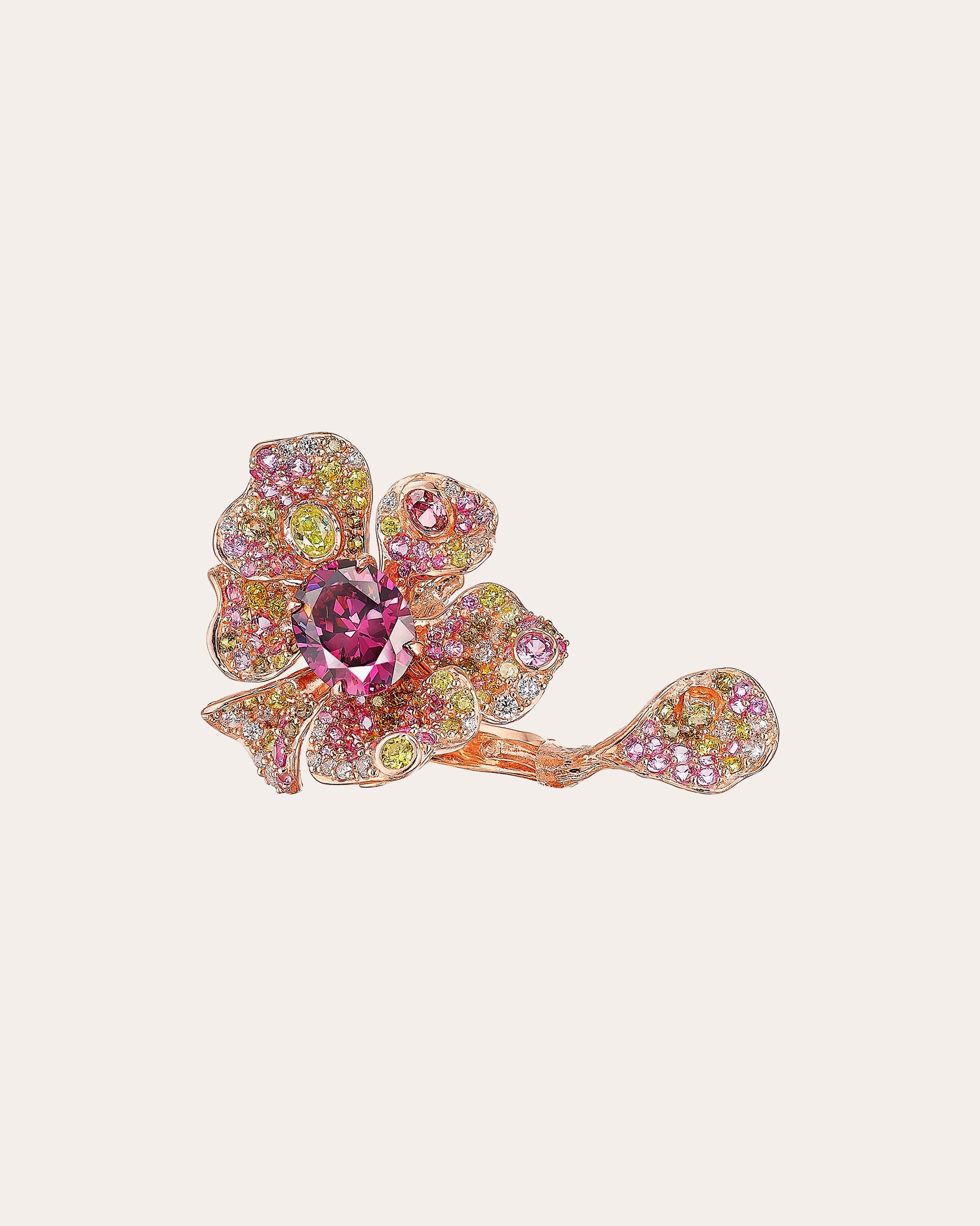 Tourmaline Peony Ring