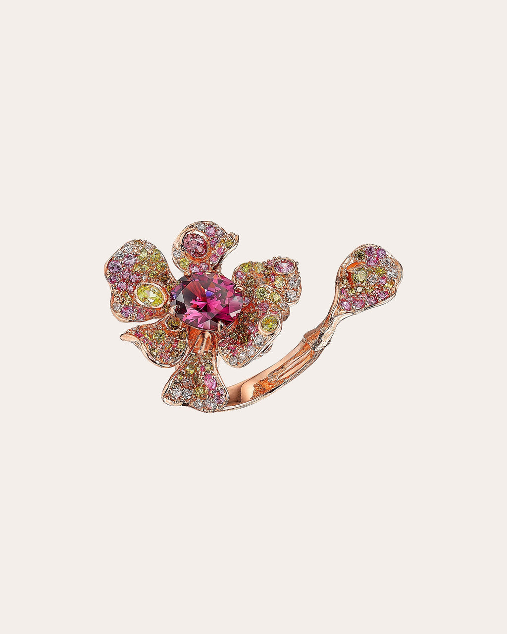 Tourmaline Peony Ring