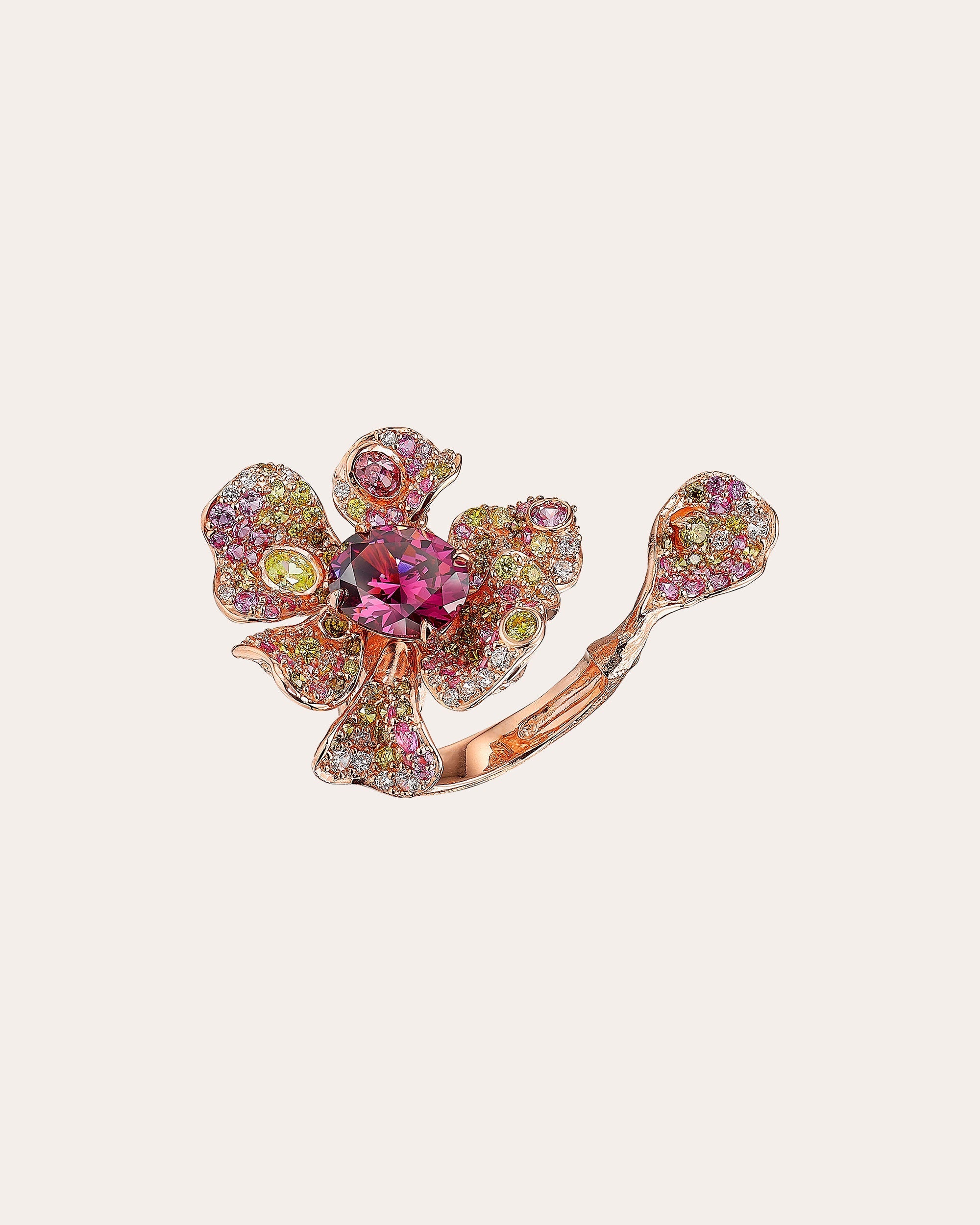 Tourmaline Peony Ring