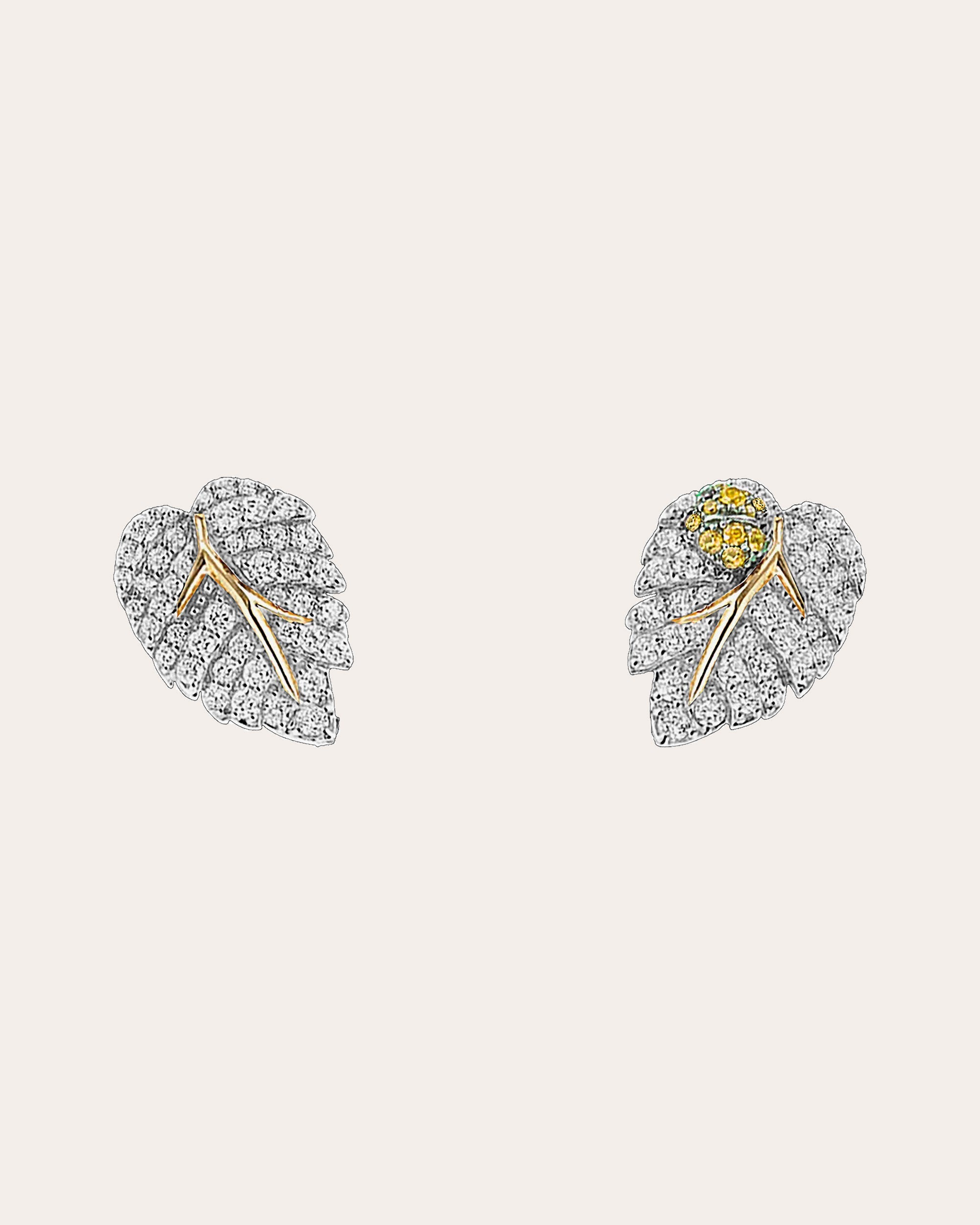 White Leaf Stud Earrings
