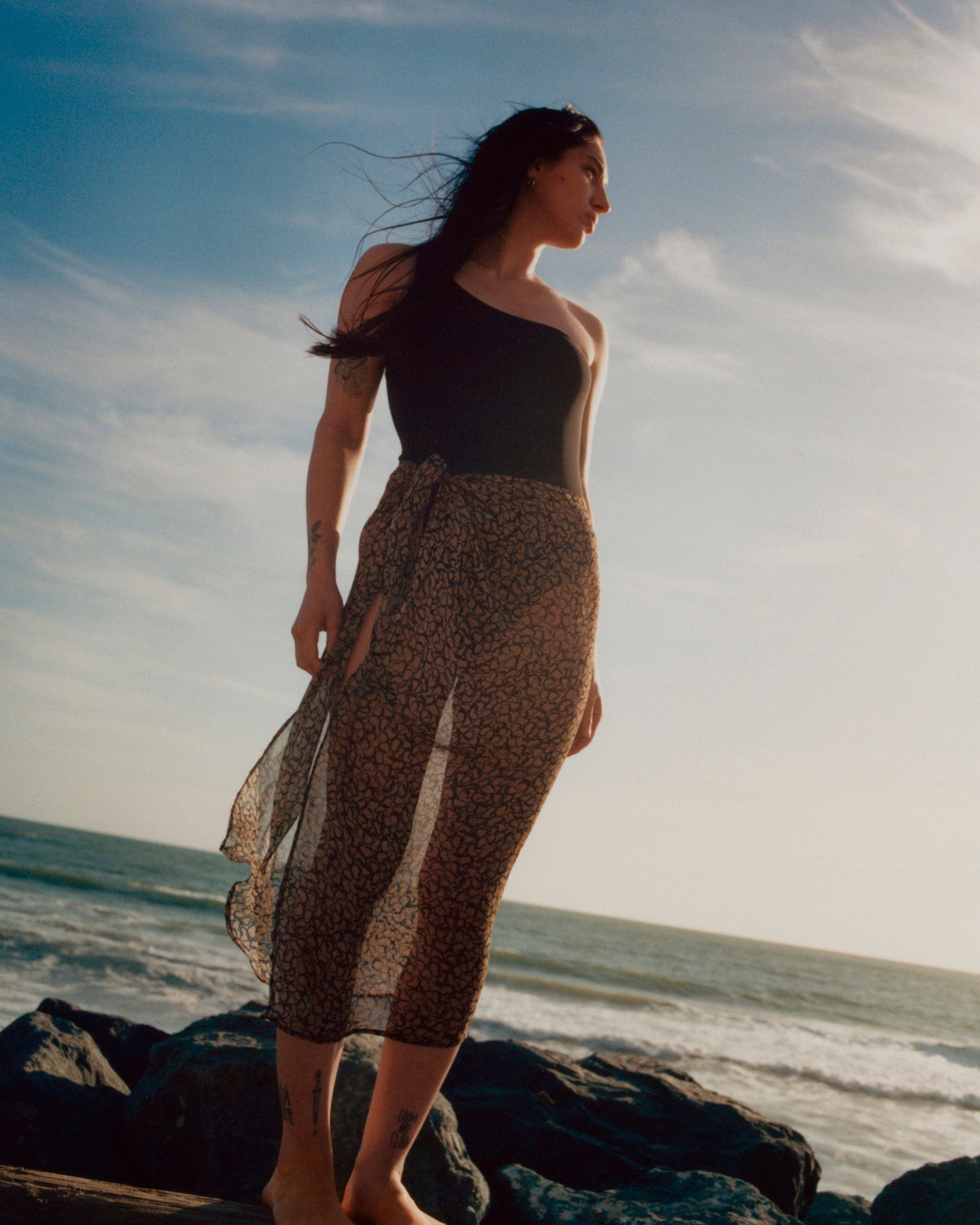 Yuppie Chiffon Wrap Midi Skirt