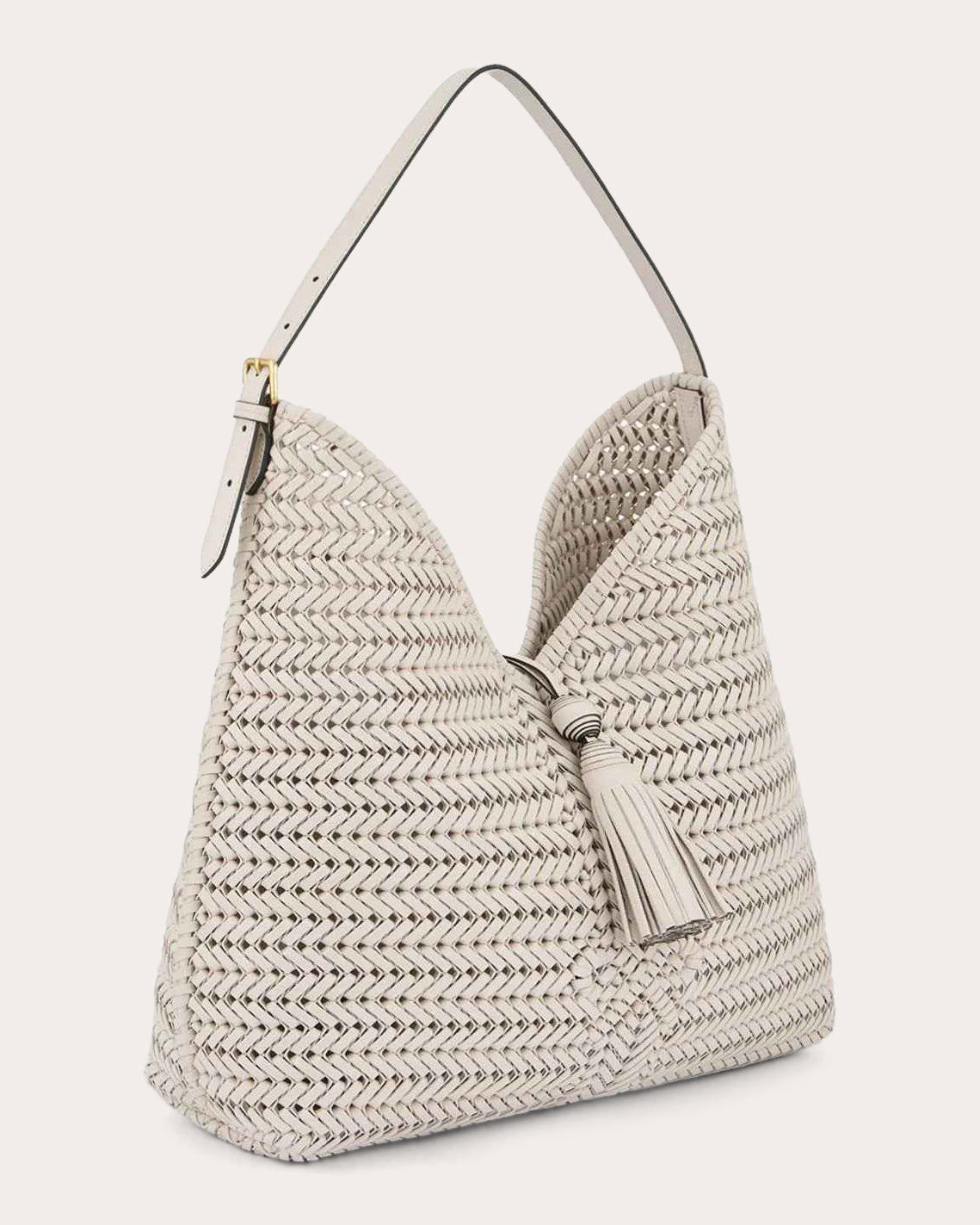 Neeson Tasseled Woven Leather Shoulder Bag