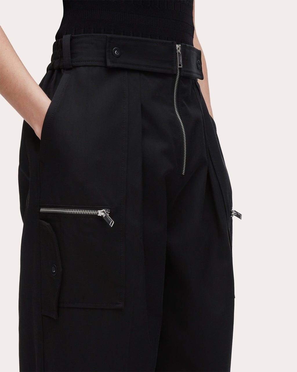 Zipper-Embellished Cotton-Blend Twill Pants
