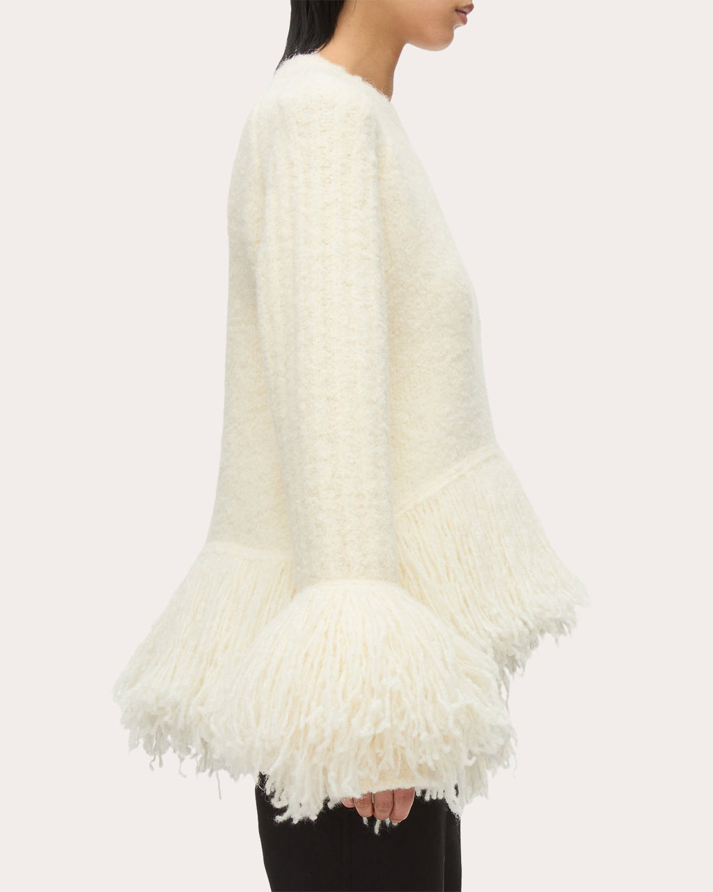 Fringed Wool Bouclé Knit Sweater