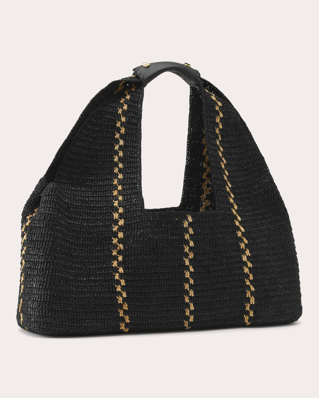 Large Euphoria Stitch Detail Raffia Shoulder Bag