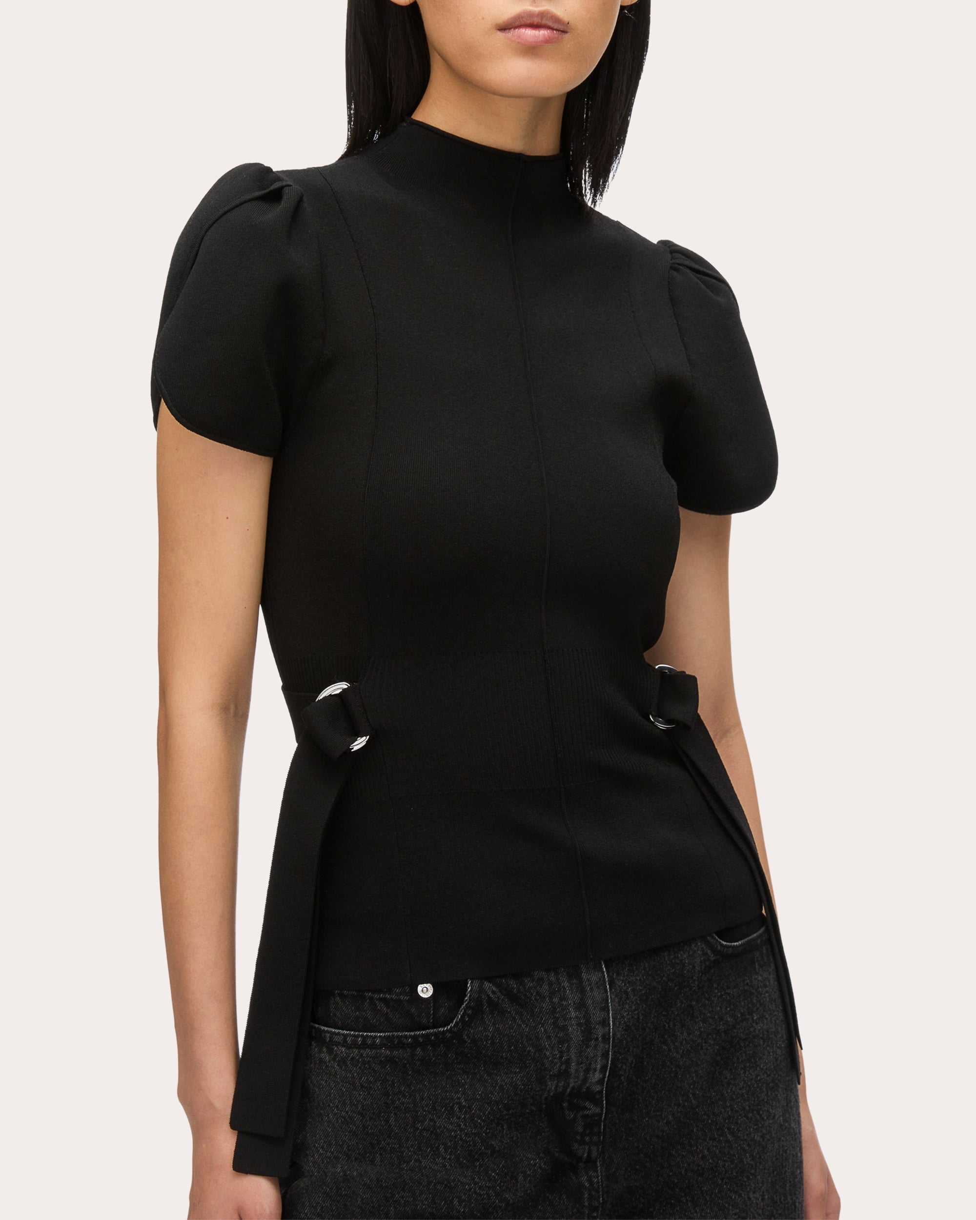 Rib Knit Mock Neck Top