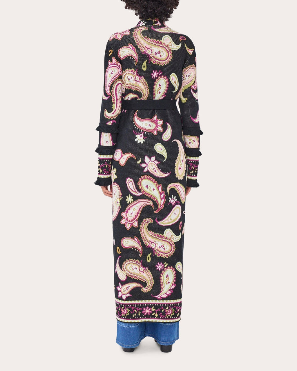 Jimi Belted Paisley Cotton-Jacquard Long Cardigan