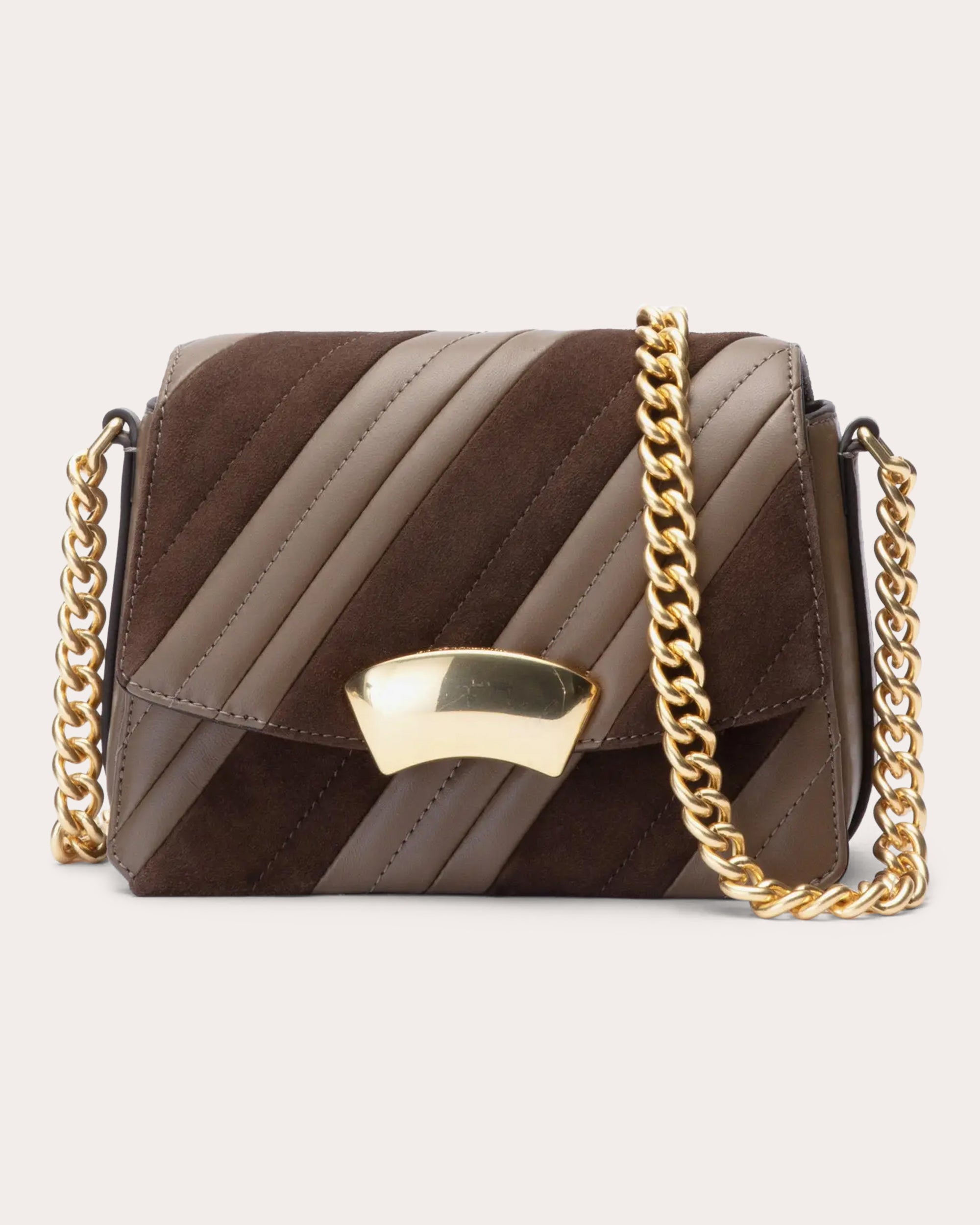 ID Paneled Quilted Leather & Suede Shoulder Bag