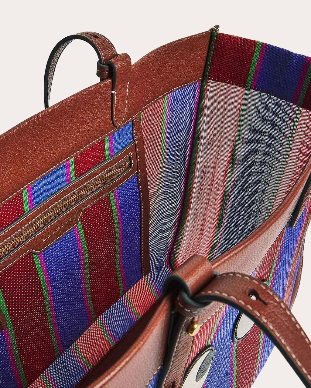 Eyes Appliquéd Leather-Trimmed Recycled Canvas Tote
