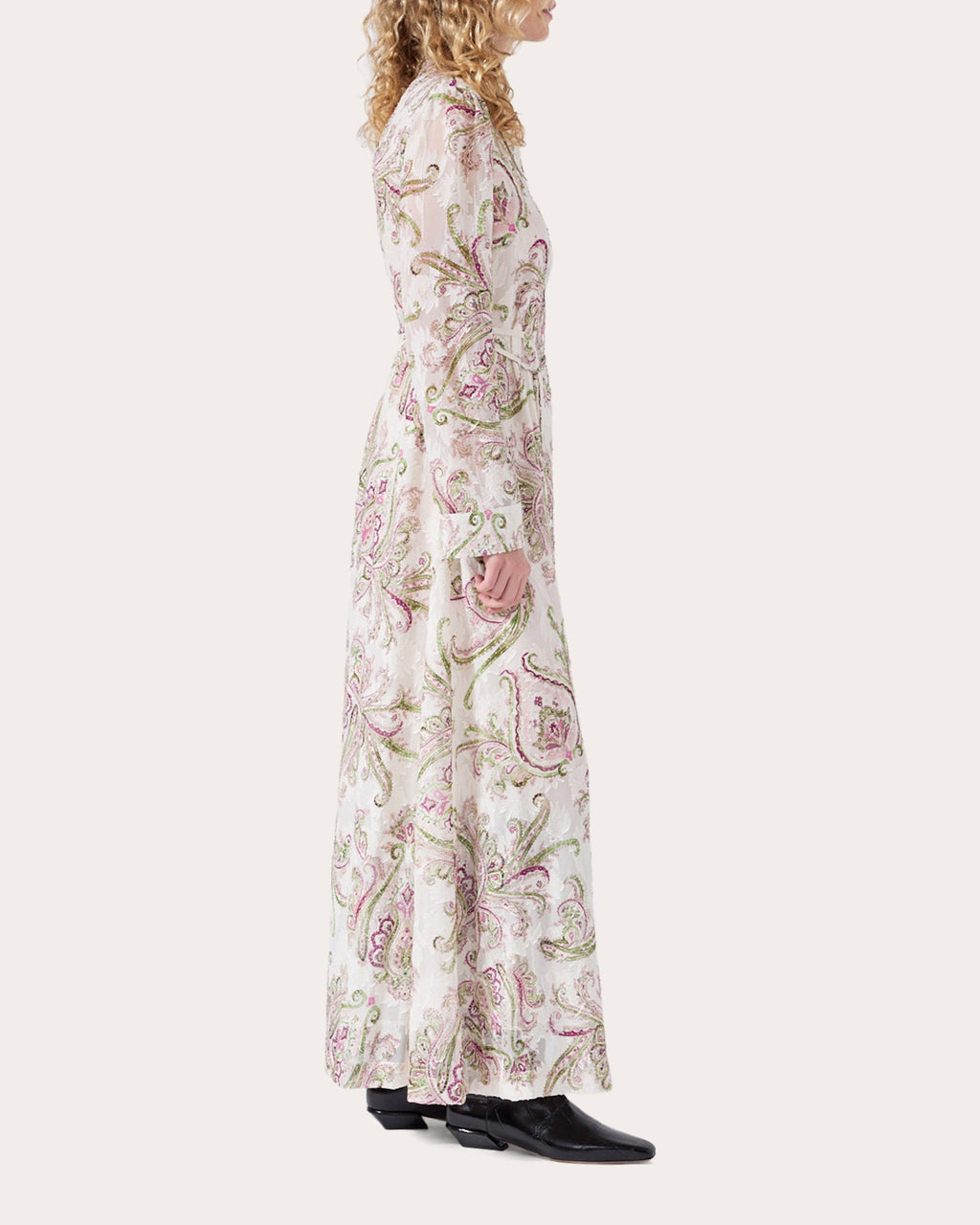 Jimi Silk-Blend Jacquard Cream Shirt Dress