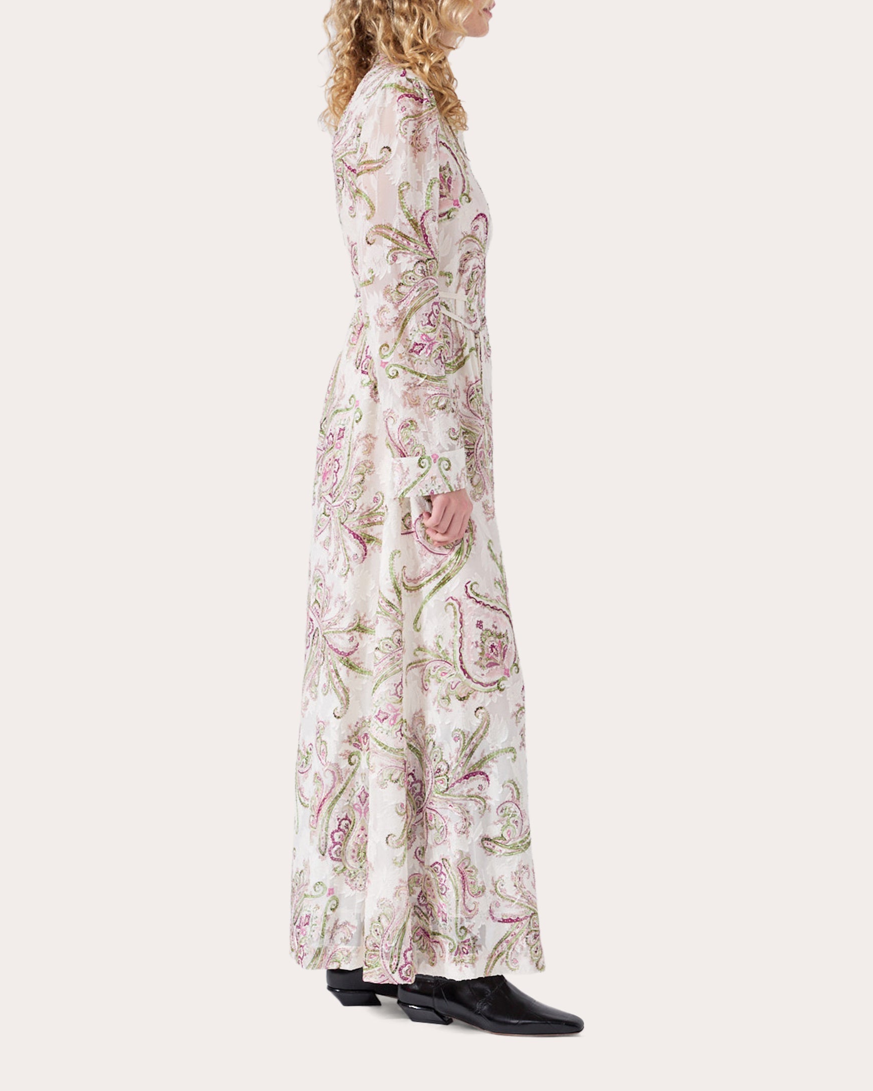 Jimi Silk-Blend Jacquard Cream Shirt Dress