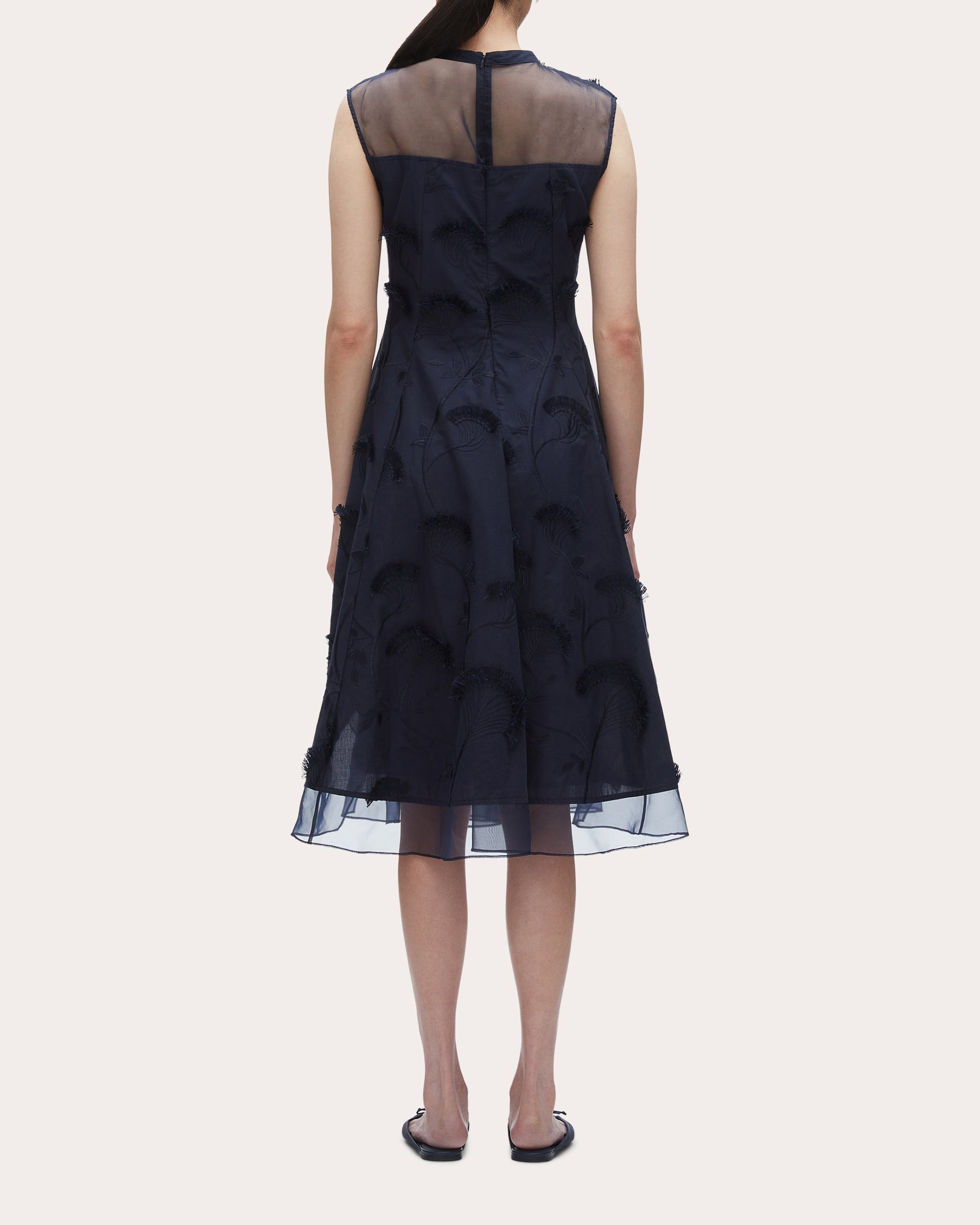 Floral Fil-Coupé Cotton Organza Midi Dress