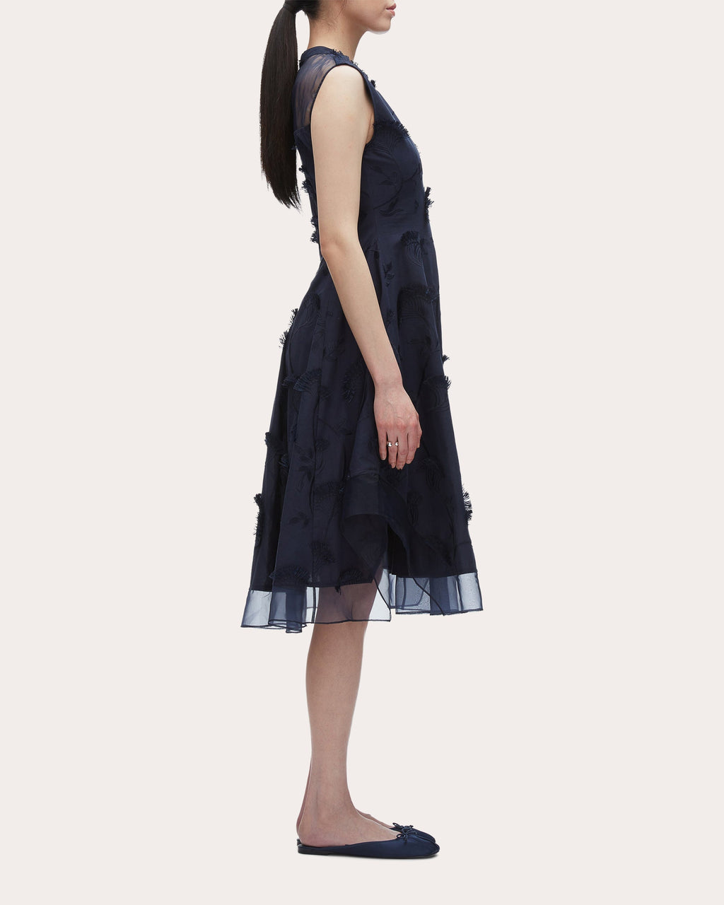 Floral Fil-Coupé Cotton Organza Midi Dress