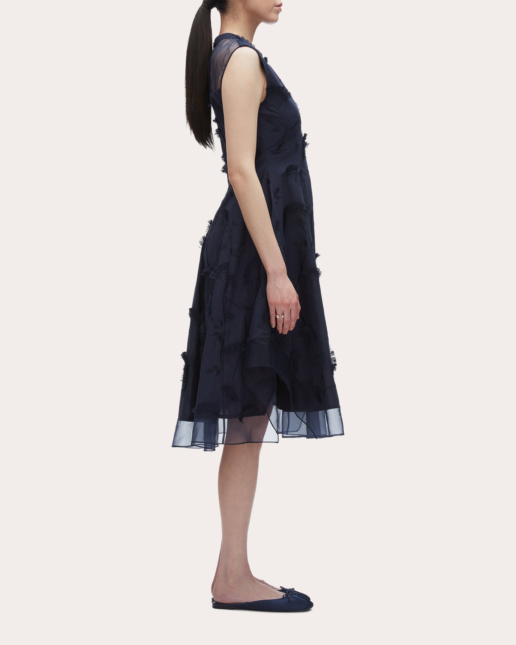 Floral Fil-Coupé Cotton Organza Midi Dress