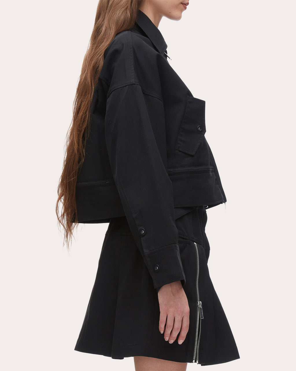 Cropped Convertible Cotton-Blend Twill Jacket