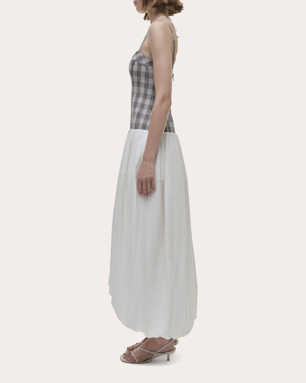 Pfeiffer Gingham Cotton Combo Bustier Midi Dress