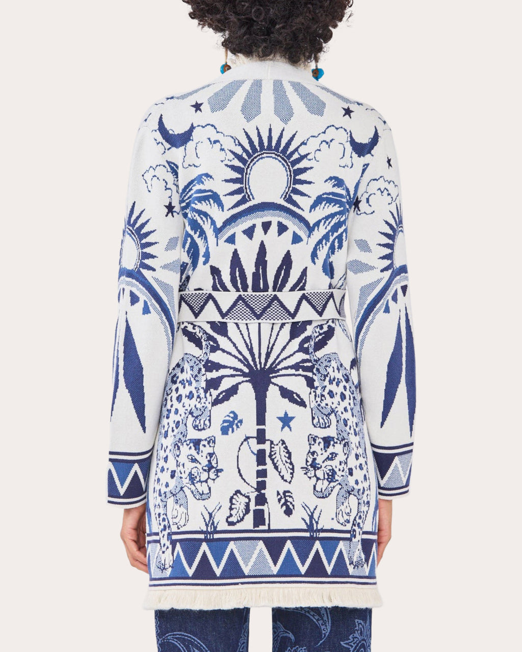 Magic Leopard Belted Cotton-Jacquard Cardigan