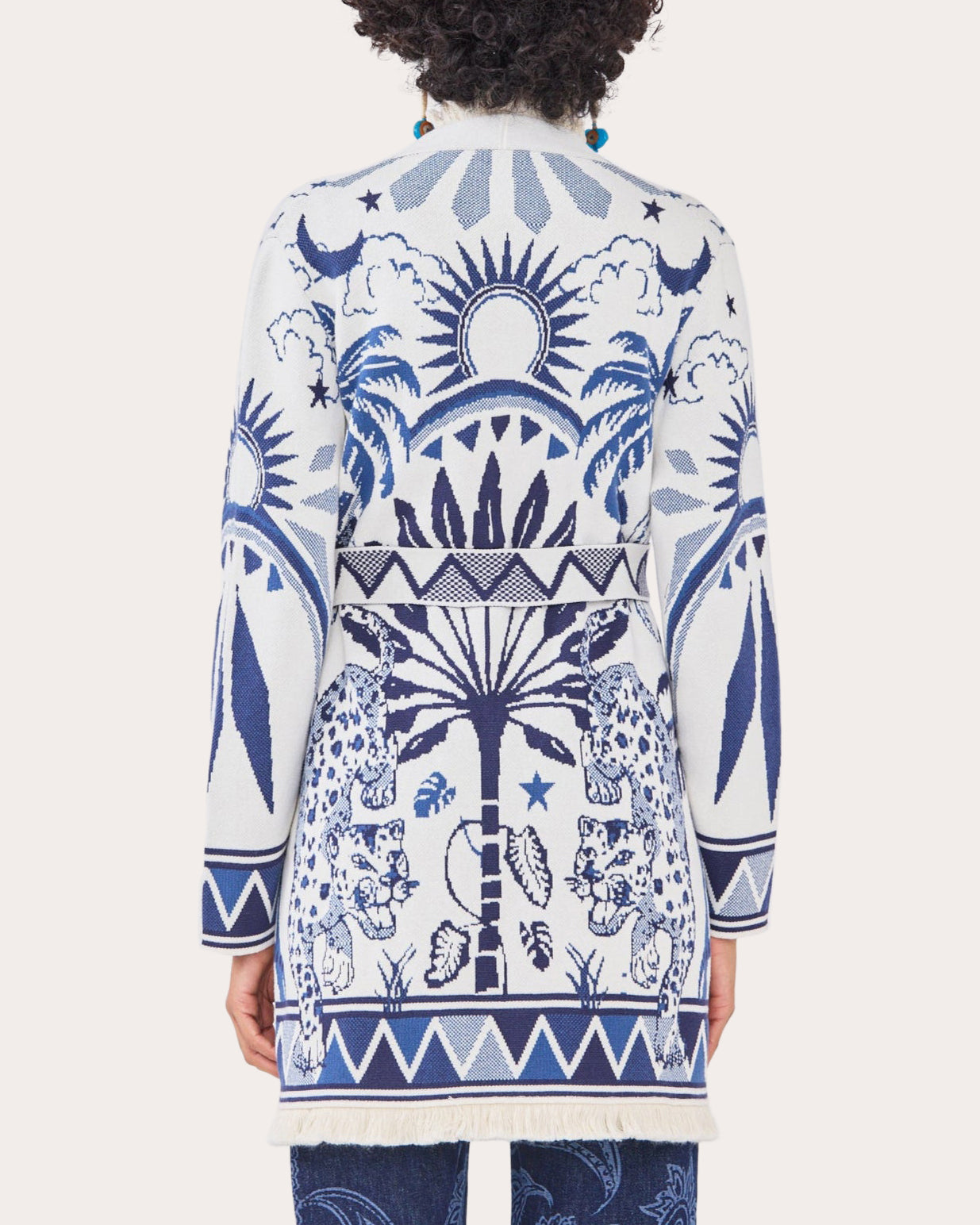 Magic Leopard Belted Cotton-Jacquard Cardigan