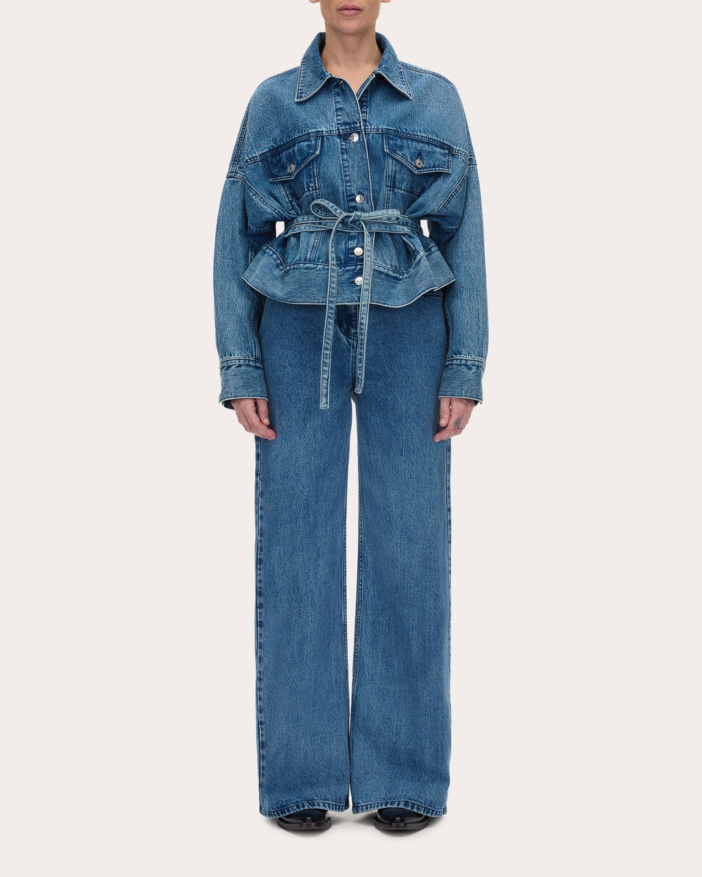Belted Oversized Denim Jacket