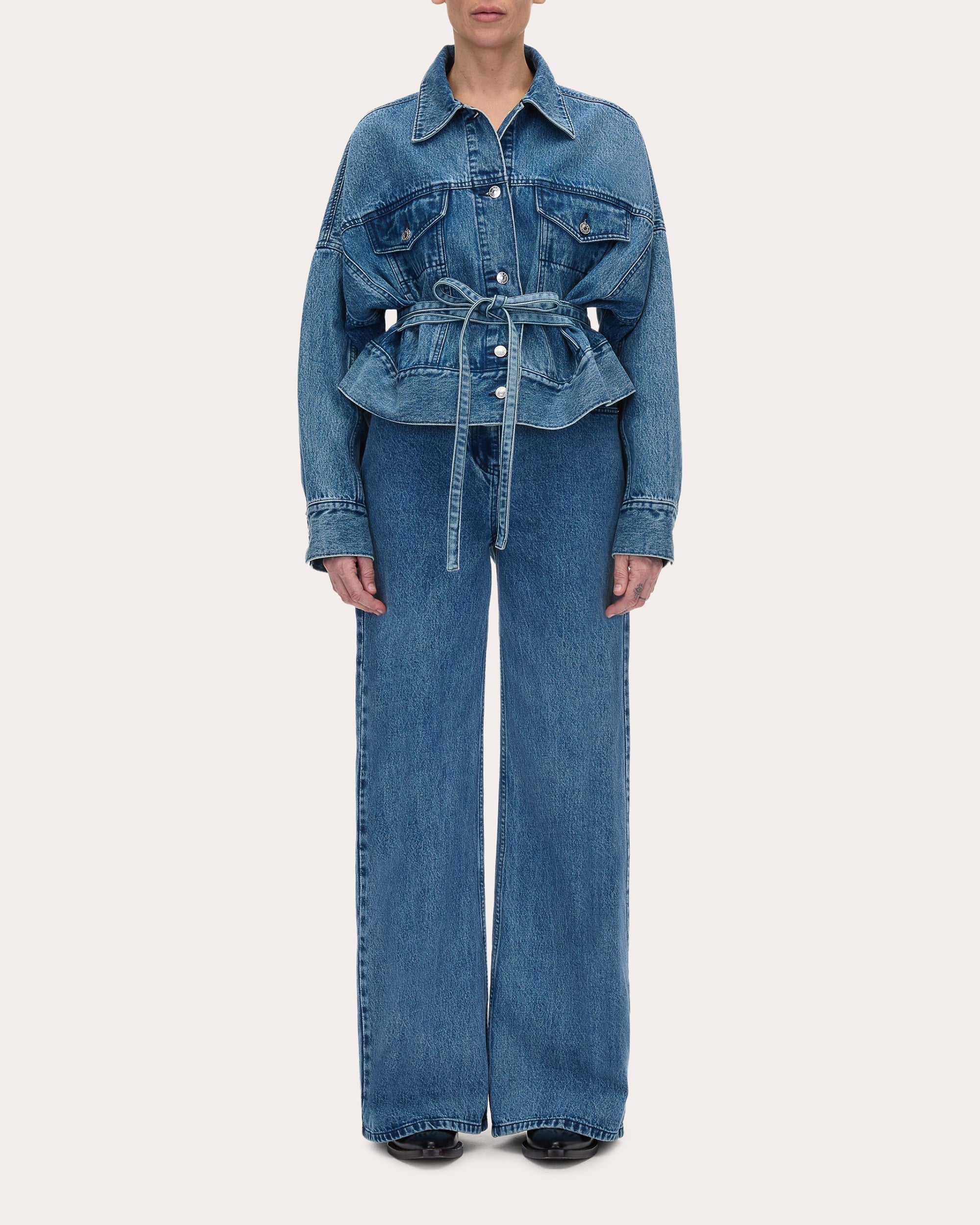 Belted Oversized Denim Jacket