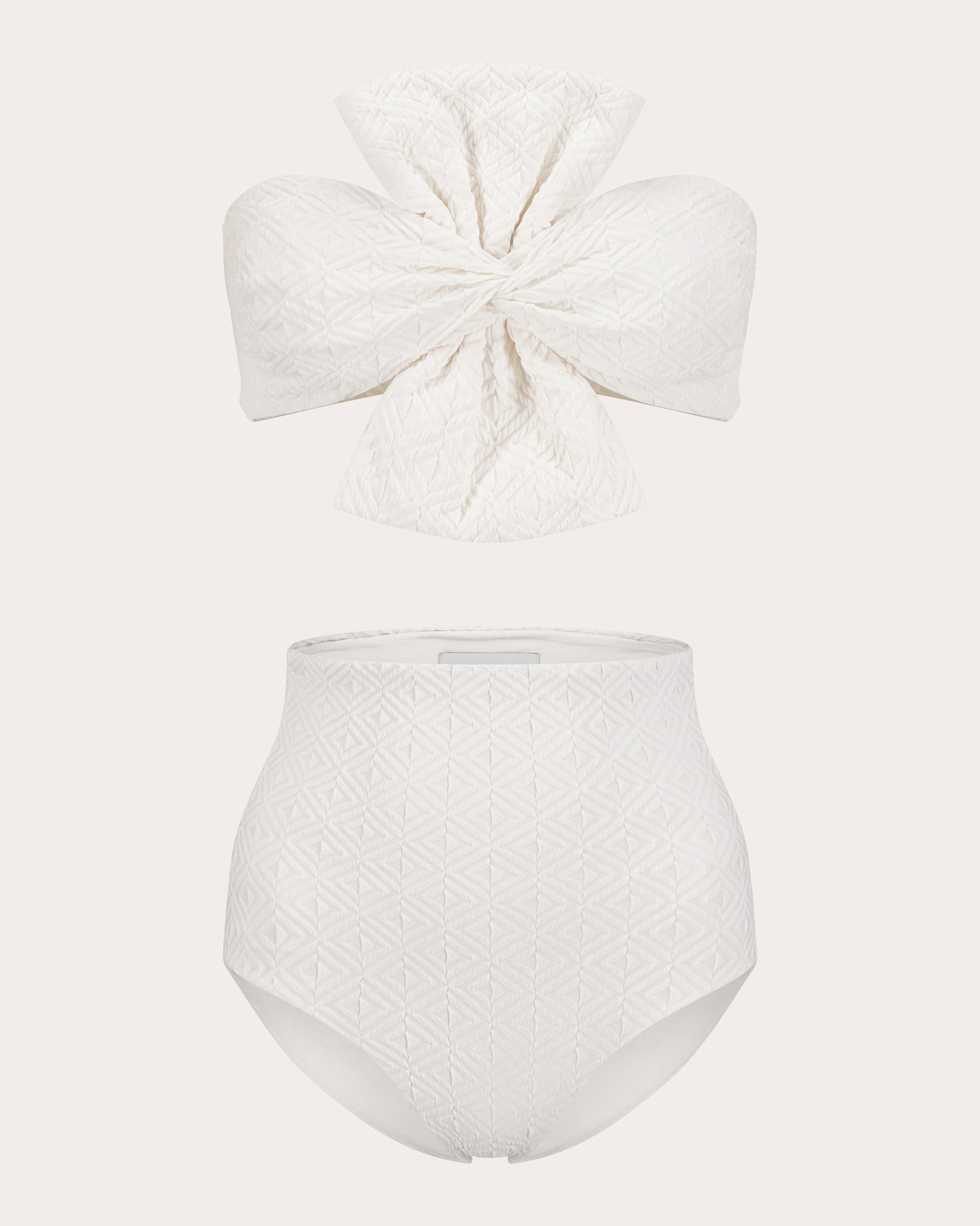 Laila Bow-Detail Jacquard Bandeau Bikini Top