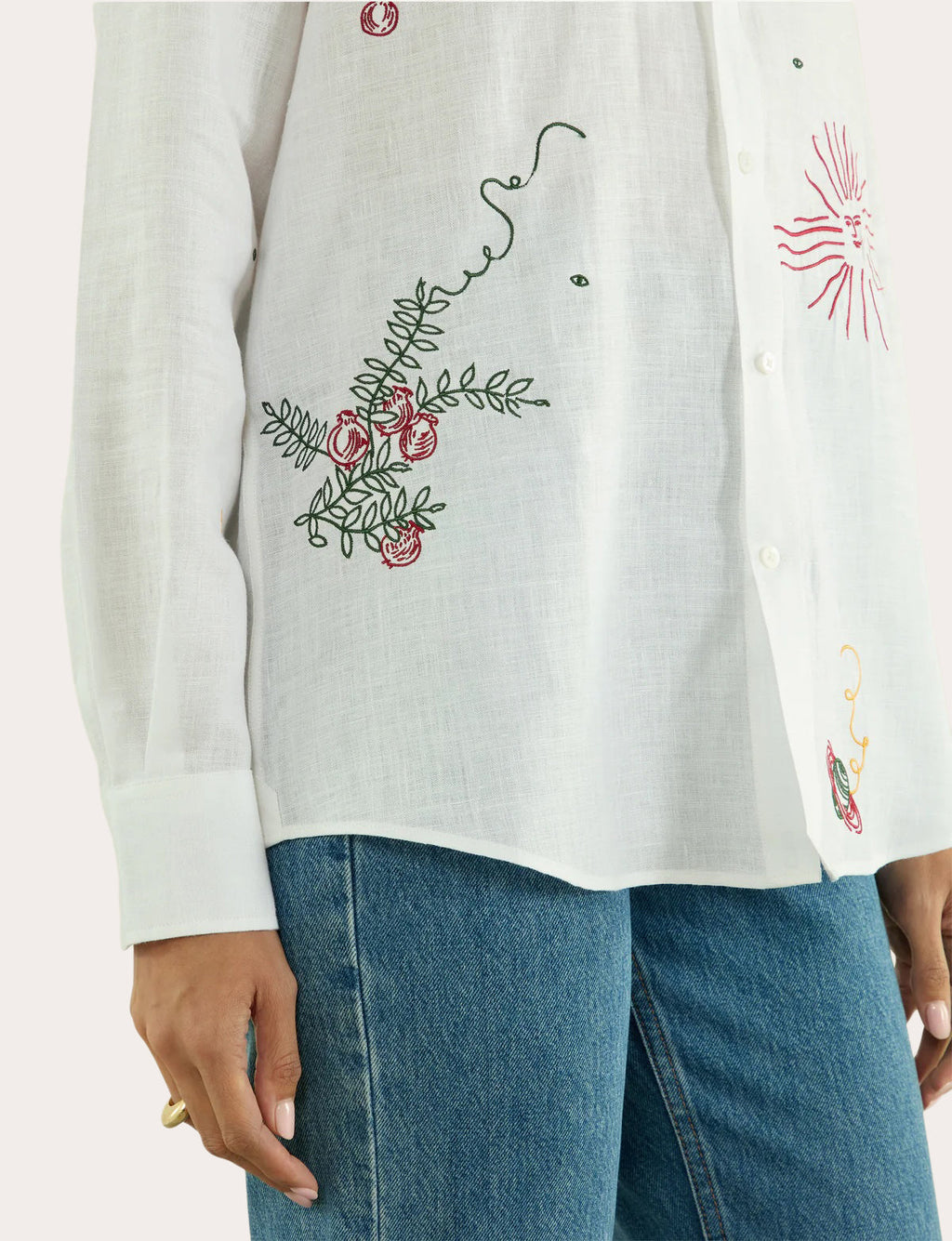 The Boyfriend Embroidered Linen Button-Up Shirt