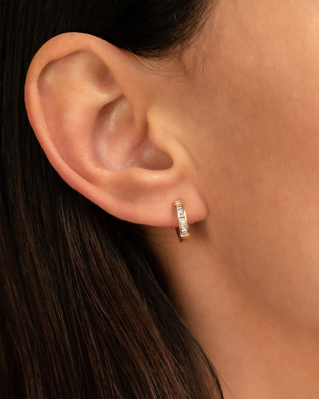 14K Gold Diamond Hoop Earrings