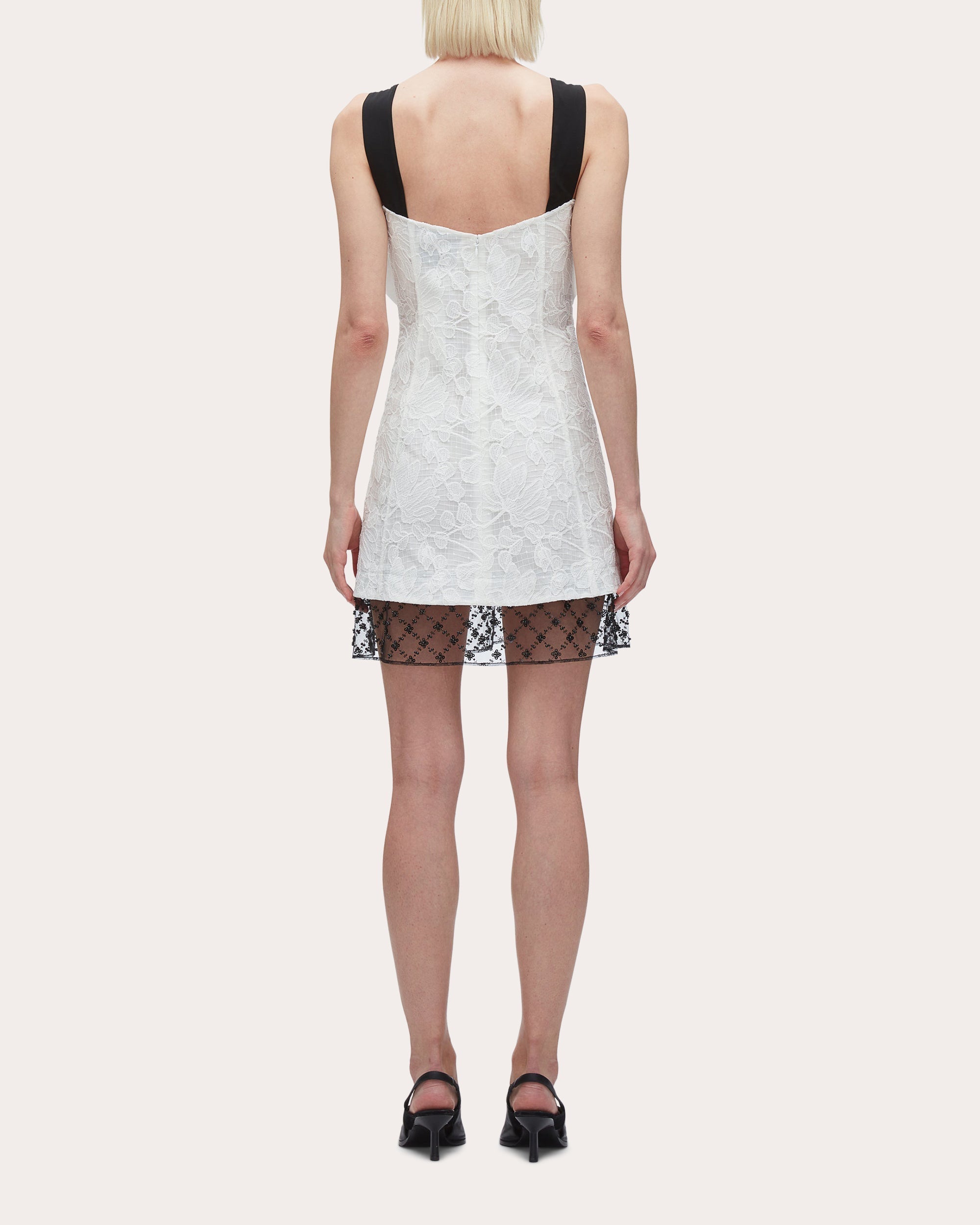 Embellished Floral Lace Mini Dress