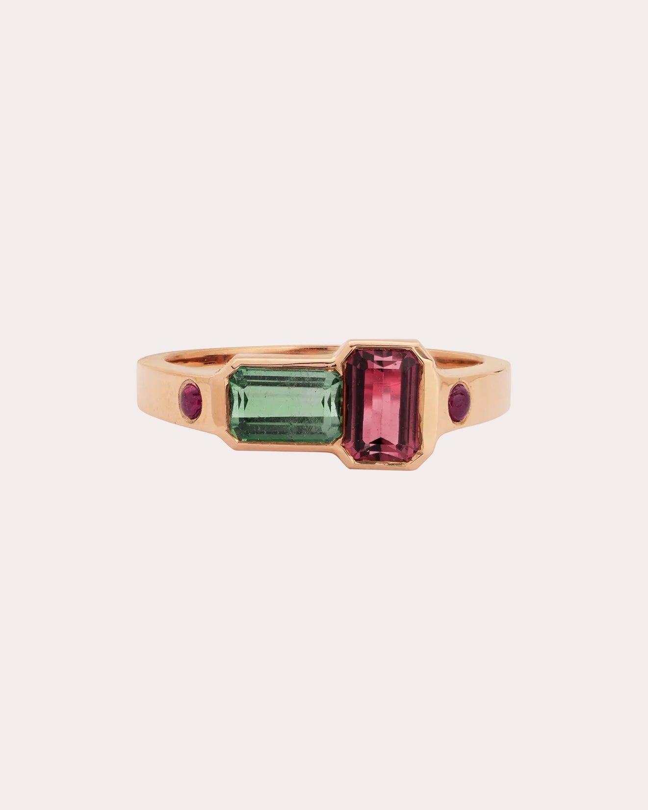Orb 14K Gold Tourmaline and Ruby Ring