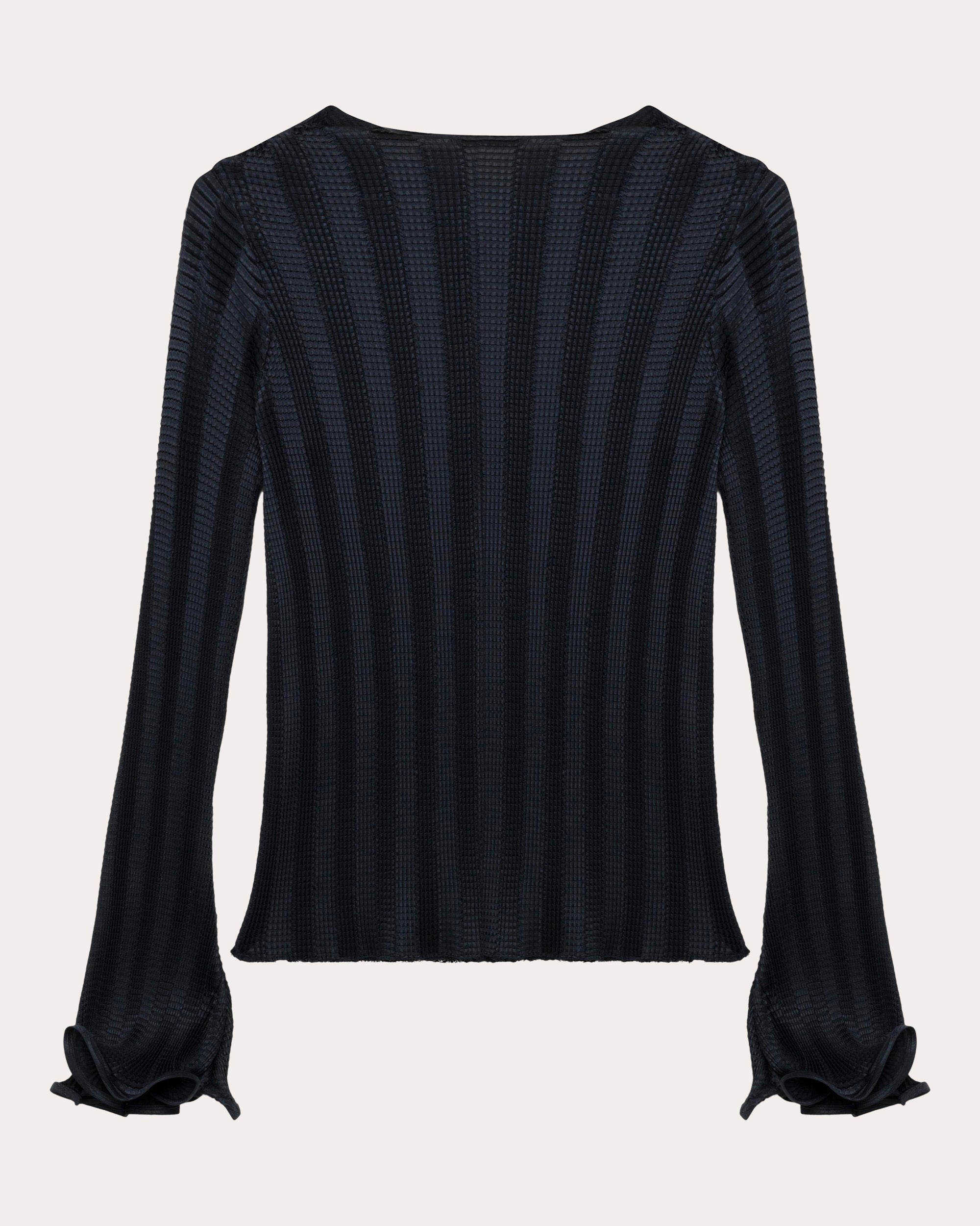 Carys Textured Stripe Flare-Sleeve Top