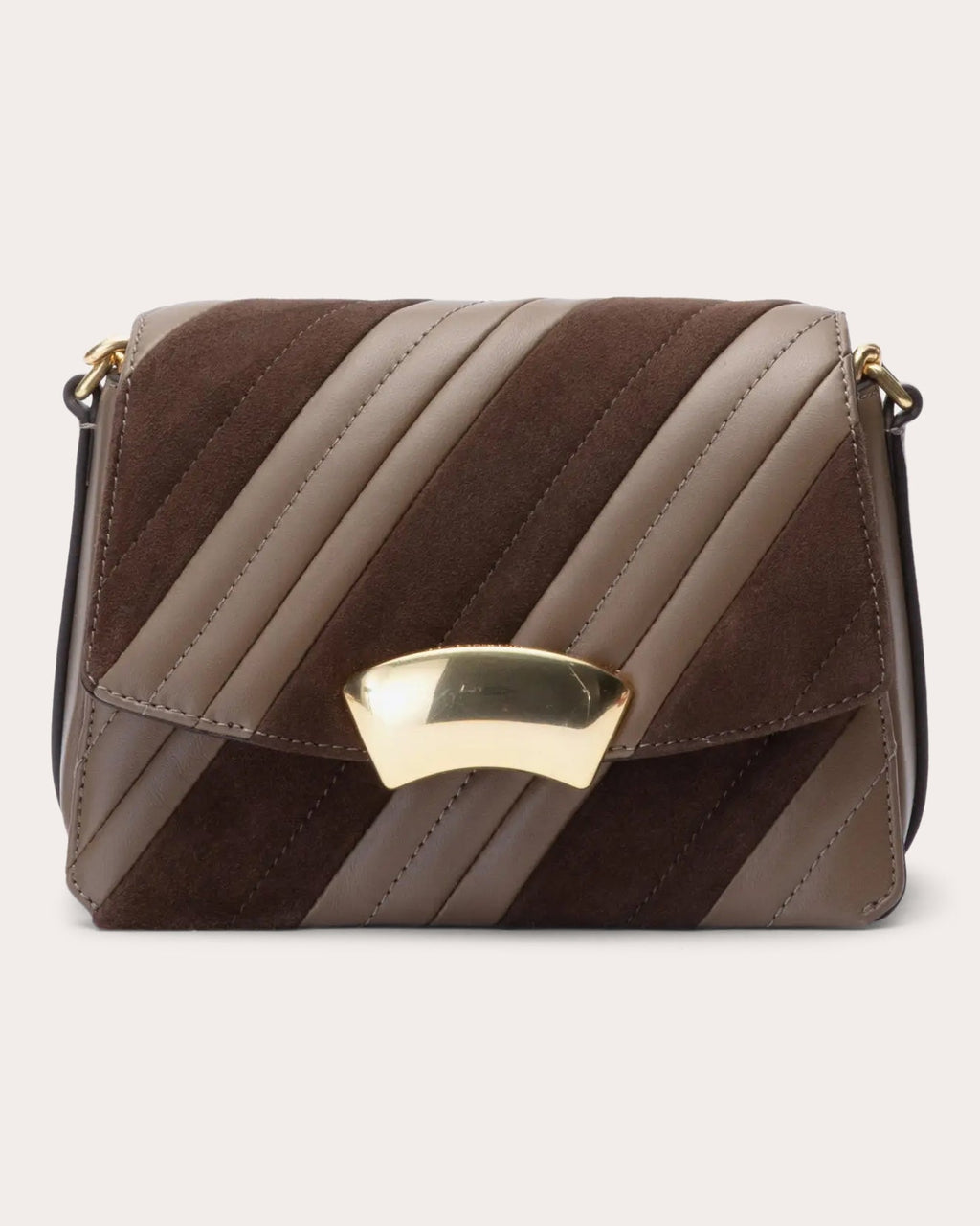 ID Paneled Quilted Leather & Suede Shoulder Bag