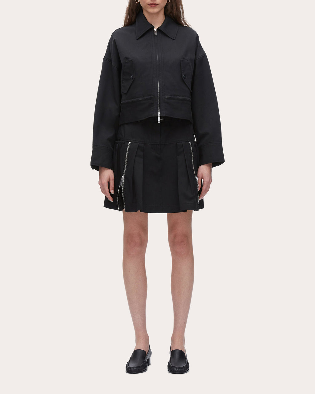 Cropped Convertible Cotton-Blend Twill Jacket