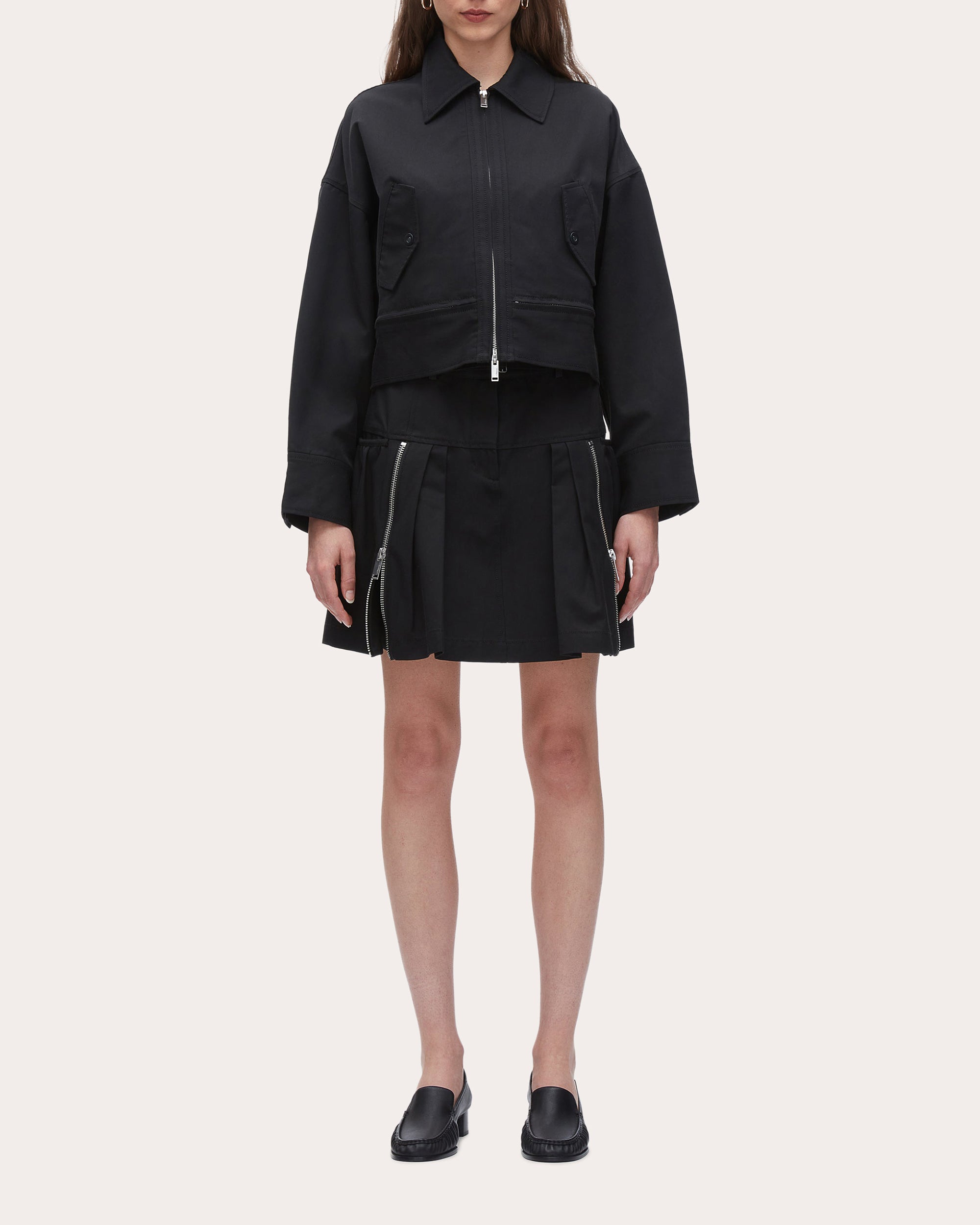 Cropped Convertible Cotton-Blend Twill Jacket