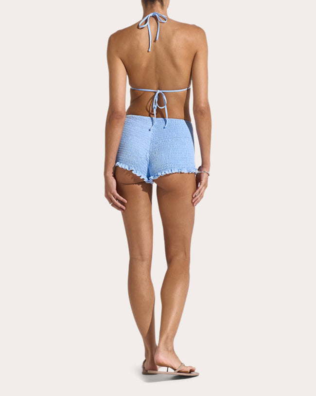 Sea Ruffle-Trimmed Smocked Swim Shorts