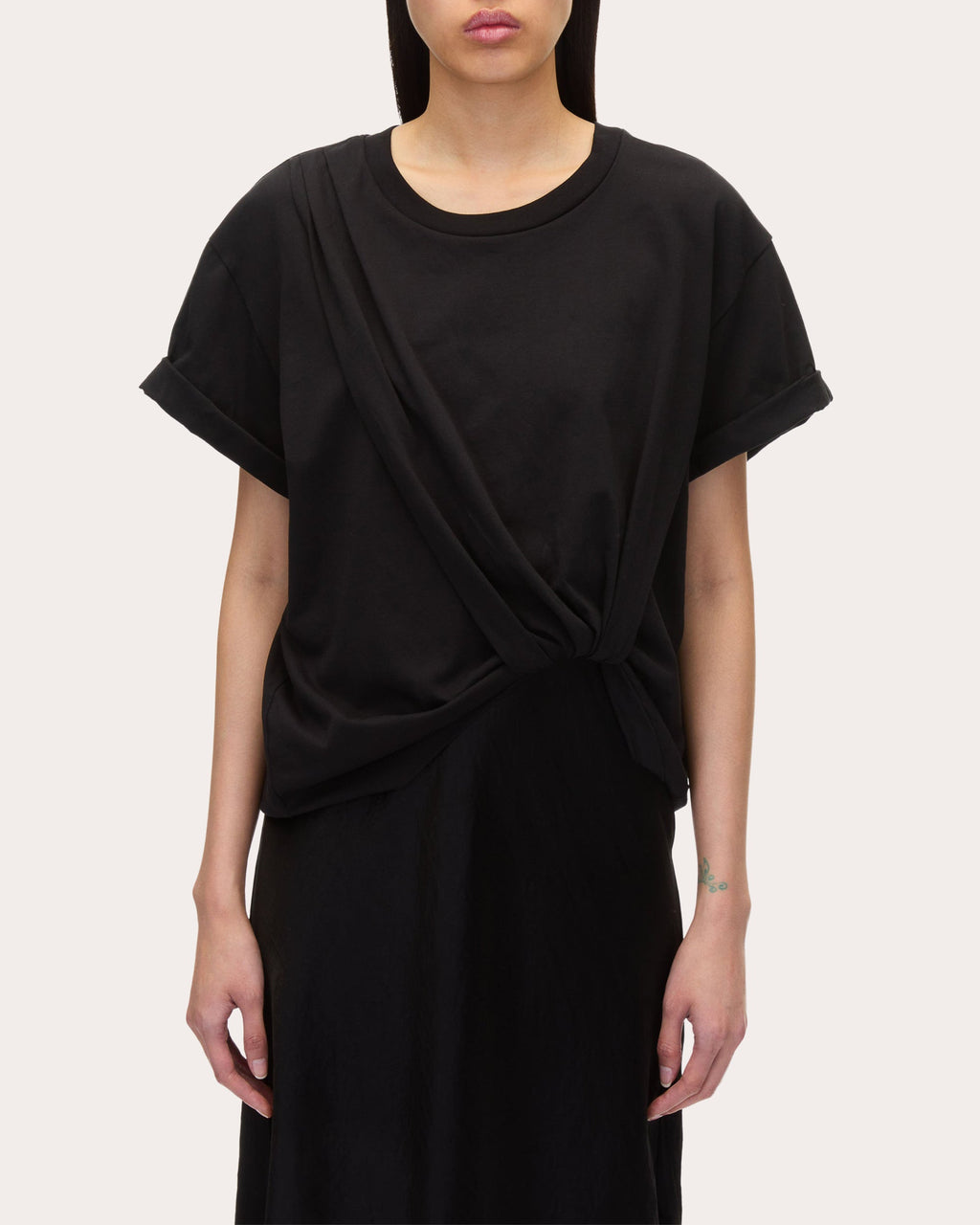 Layered Lace-Trimmed Cotton-Jersey and Satin Midi Dress