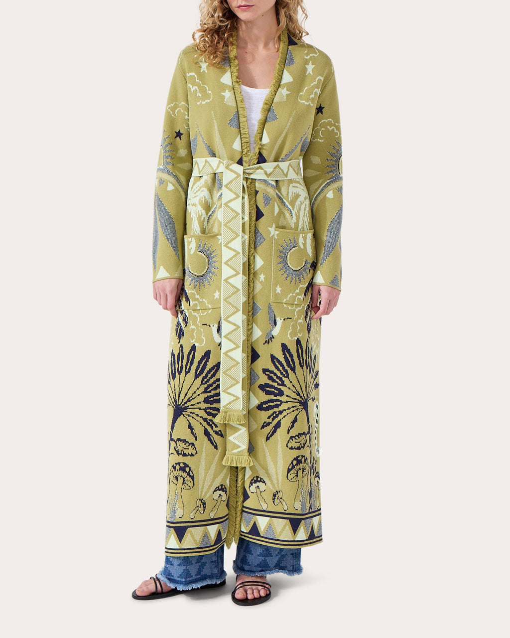 Magic Leopard Belted Cotton-Jacquard Long Cardigan