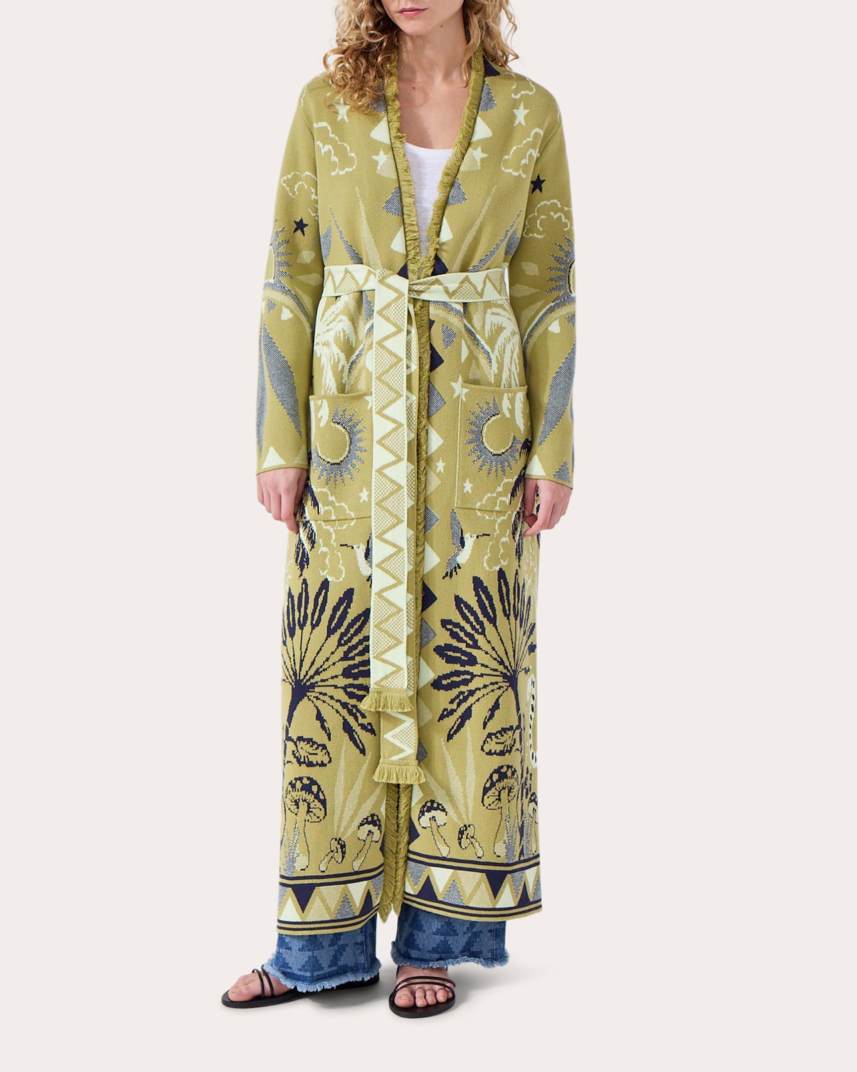 Magic Leopard Belted Cotton-Jacquard Long Cardigan