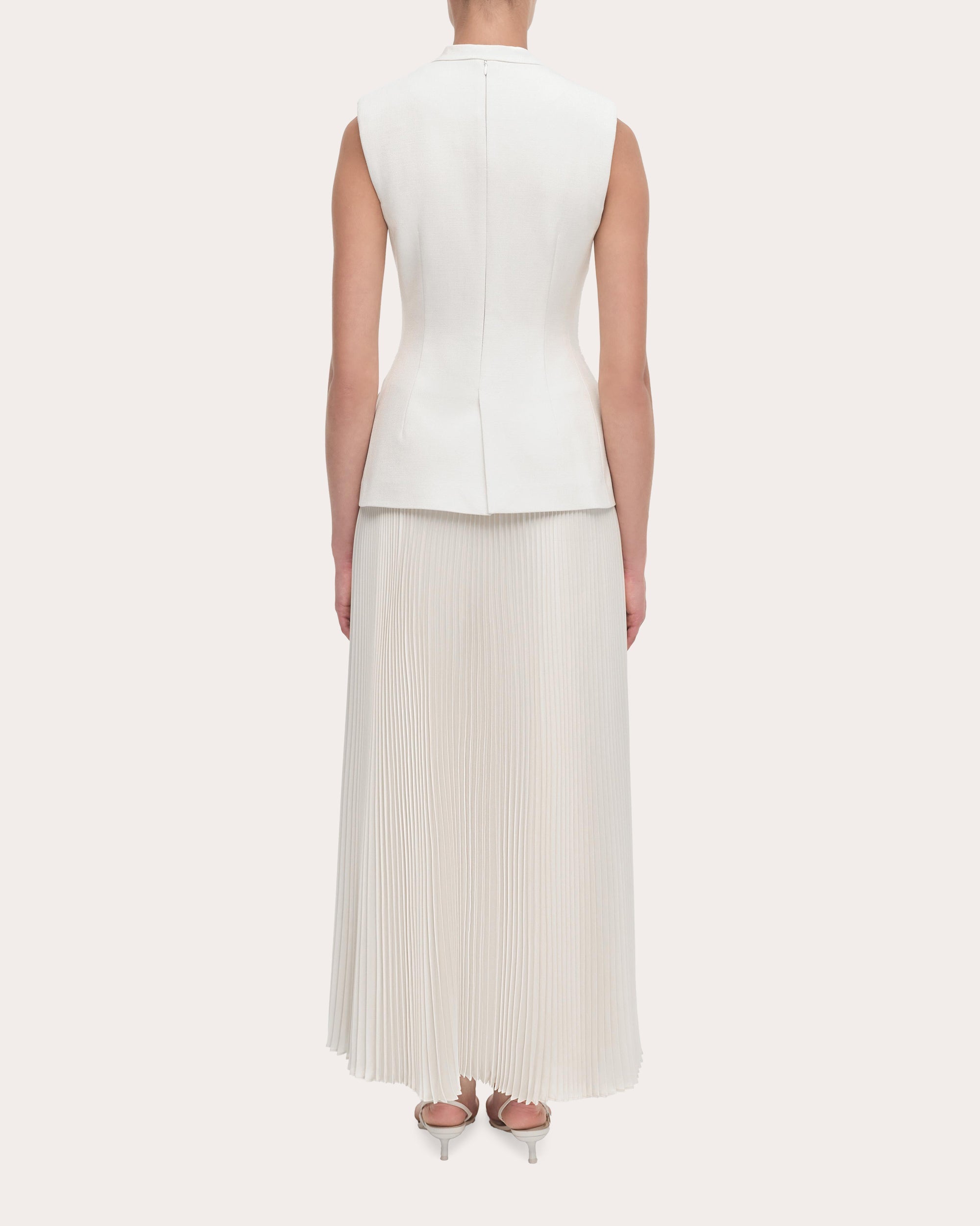 Georgina Pleated Satin Bouclé Combo Midi Dress