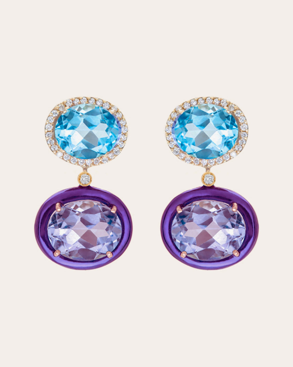Blue Topaz & Amethyst Class Earrings
