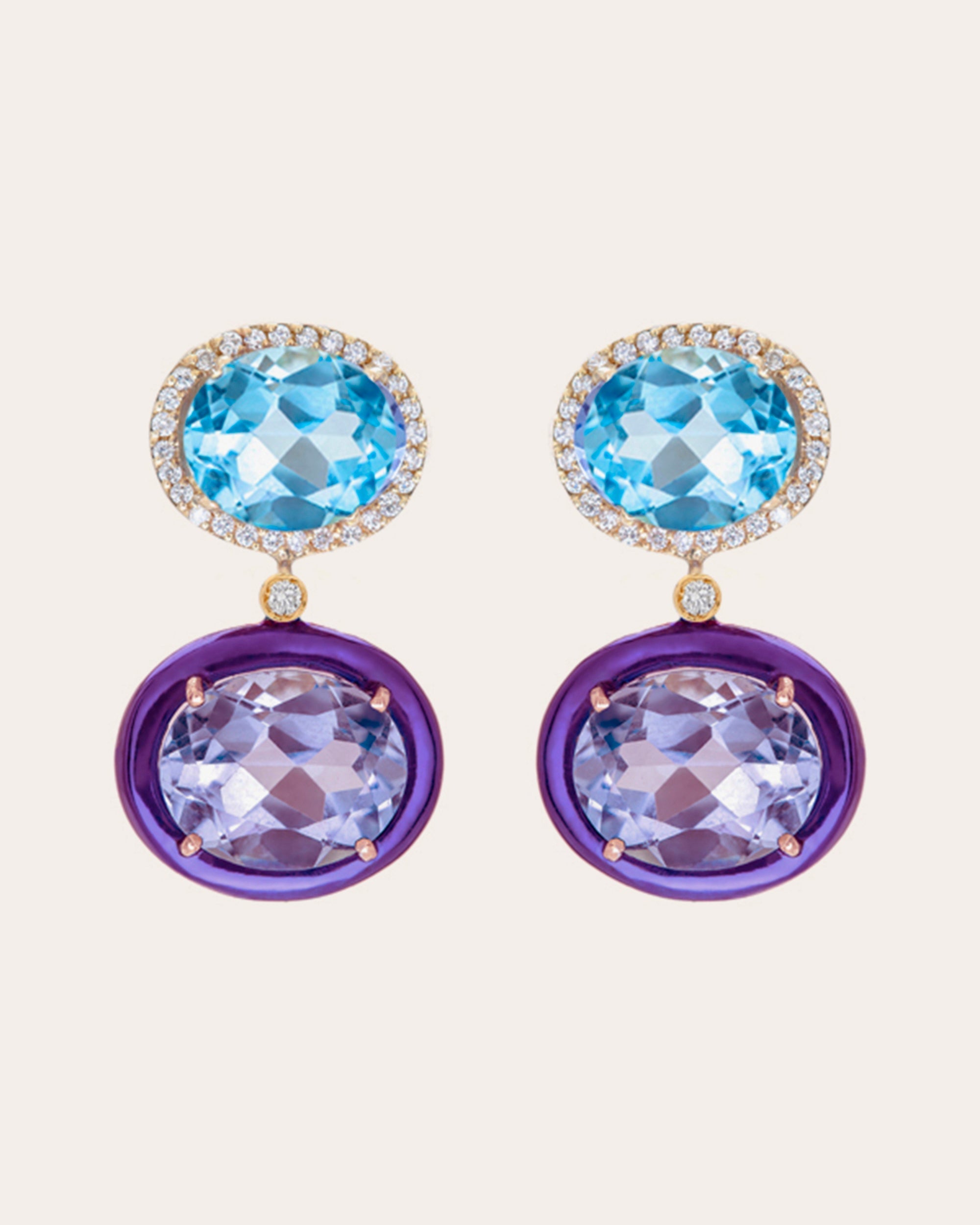 Blue Topaz & Amethyst Class Earrings