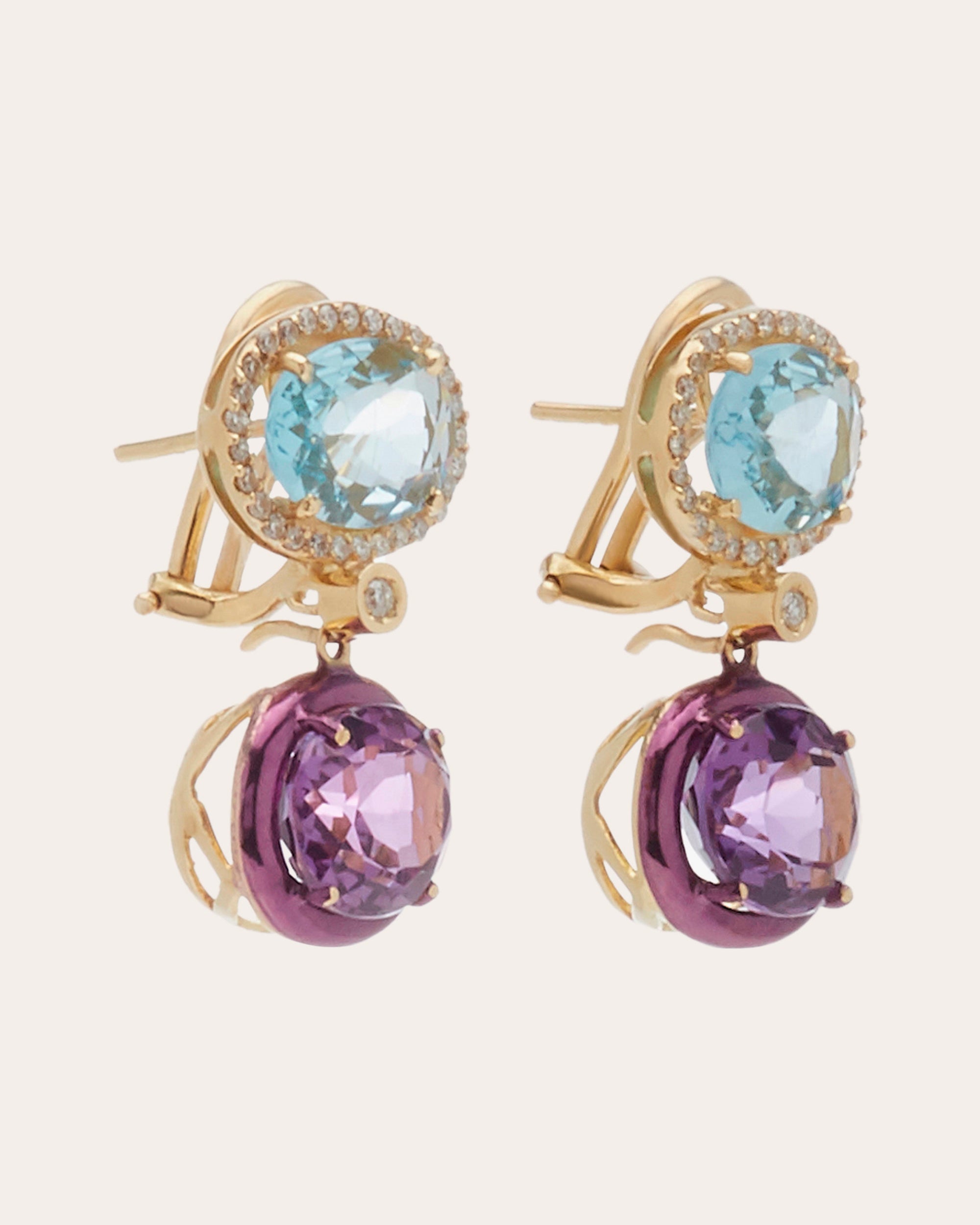 Blue Topaz & Amethyst Class Earrings